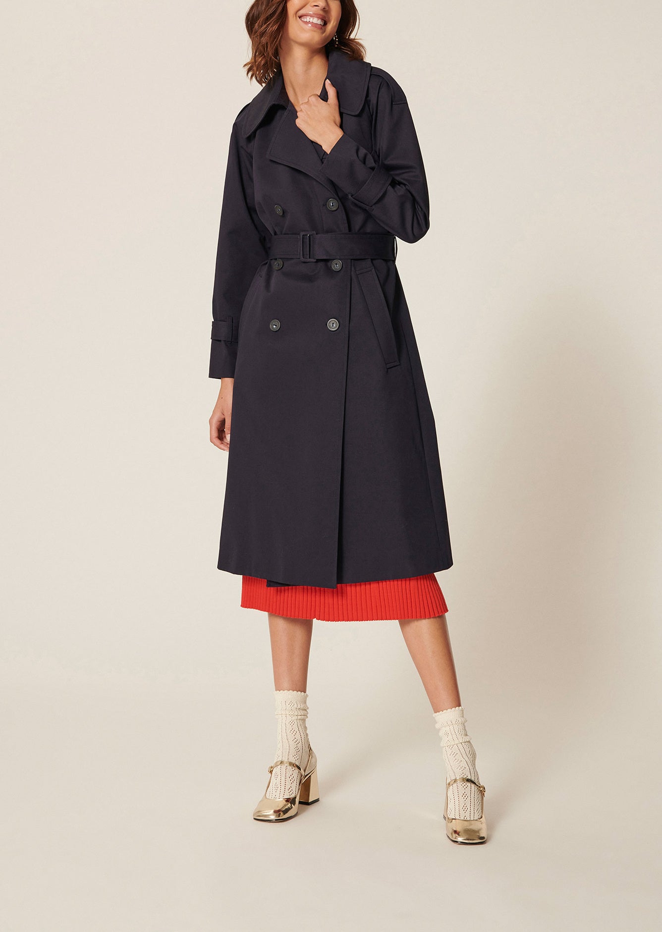 Trench-coat Indy bleu nuit en coton Faume - seconde main