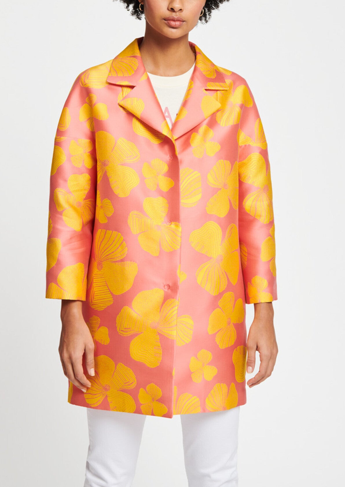 Manteau en jacquard floral vieux rose Faume - seconde main