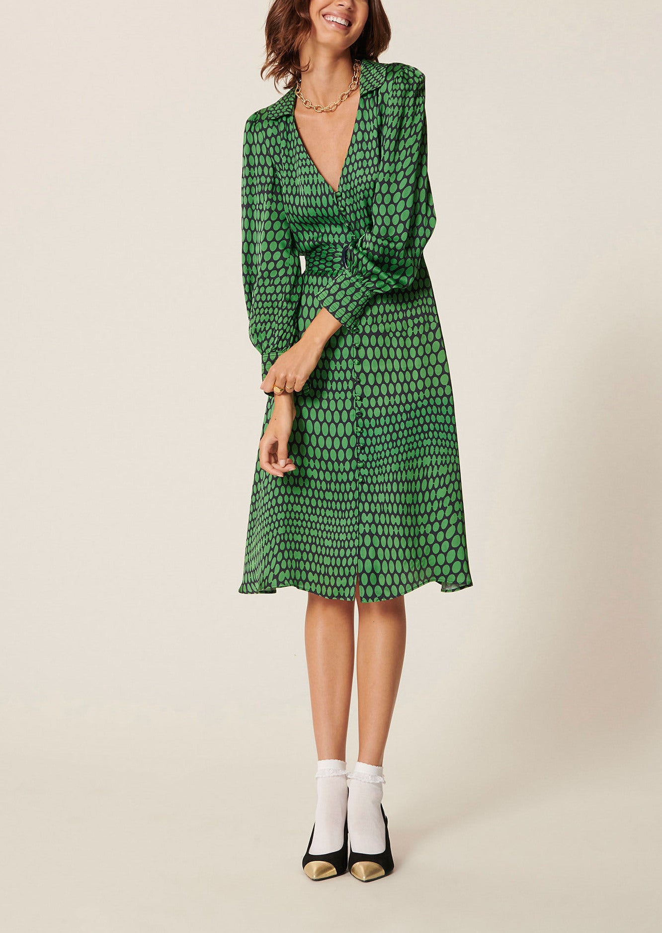 Robe Rumi verte imprimé pois Faume - seconde main