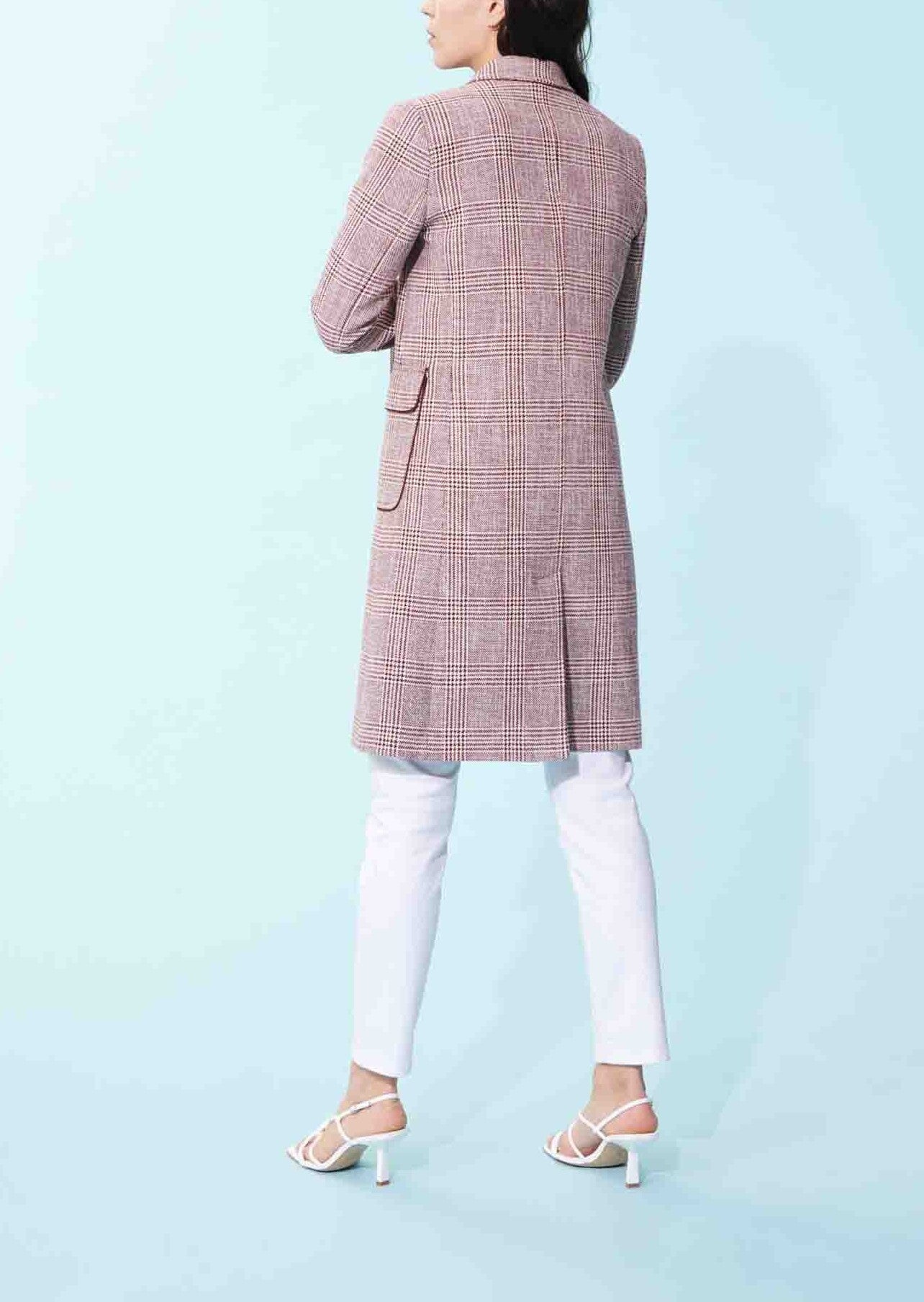 Manteau Mary bois de rose motif prince de Galles Faume - seconde main