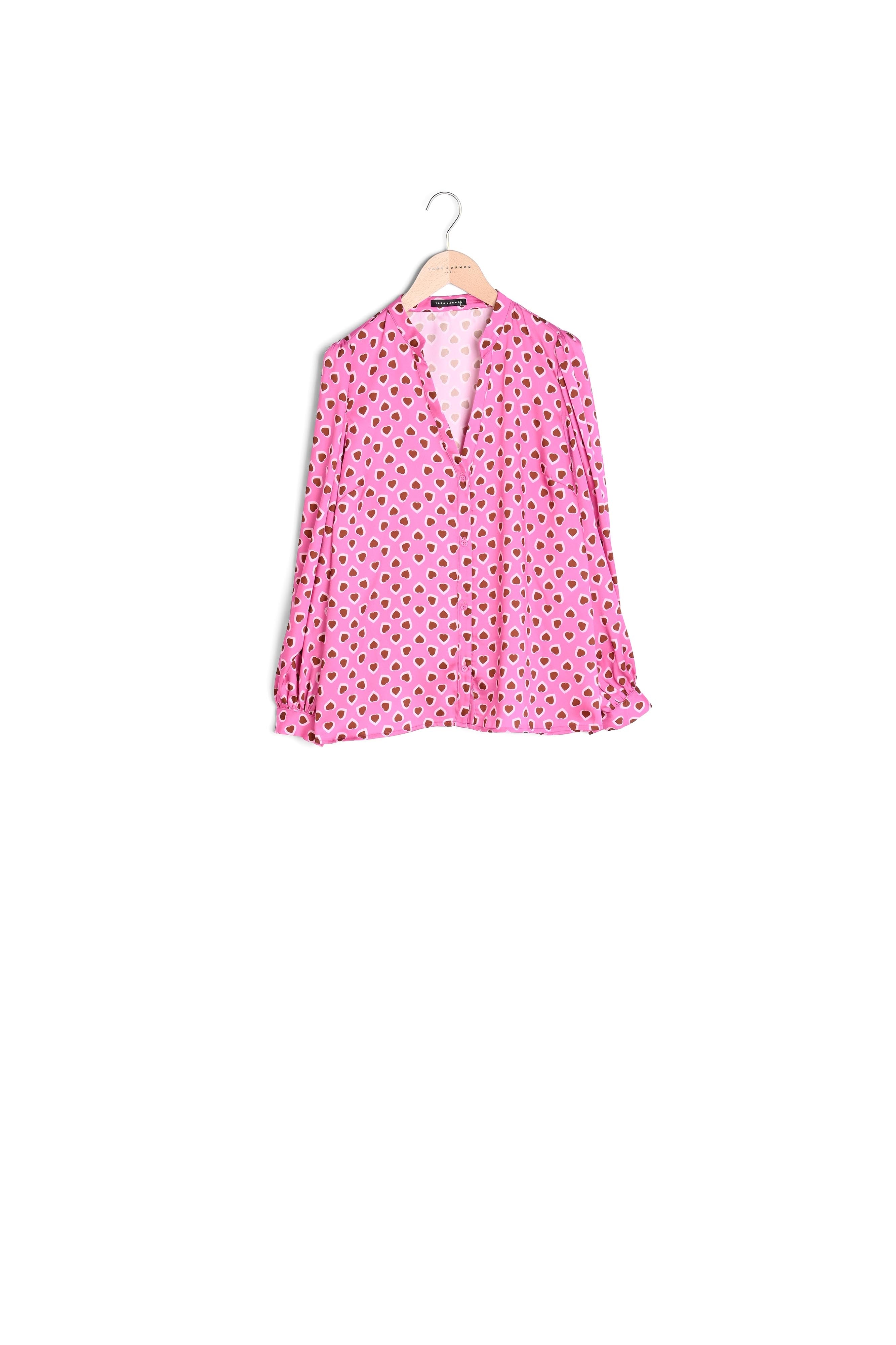 Chemise Claire rose imprimé coeur Faume - seconde main