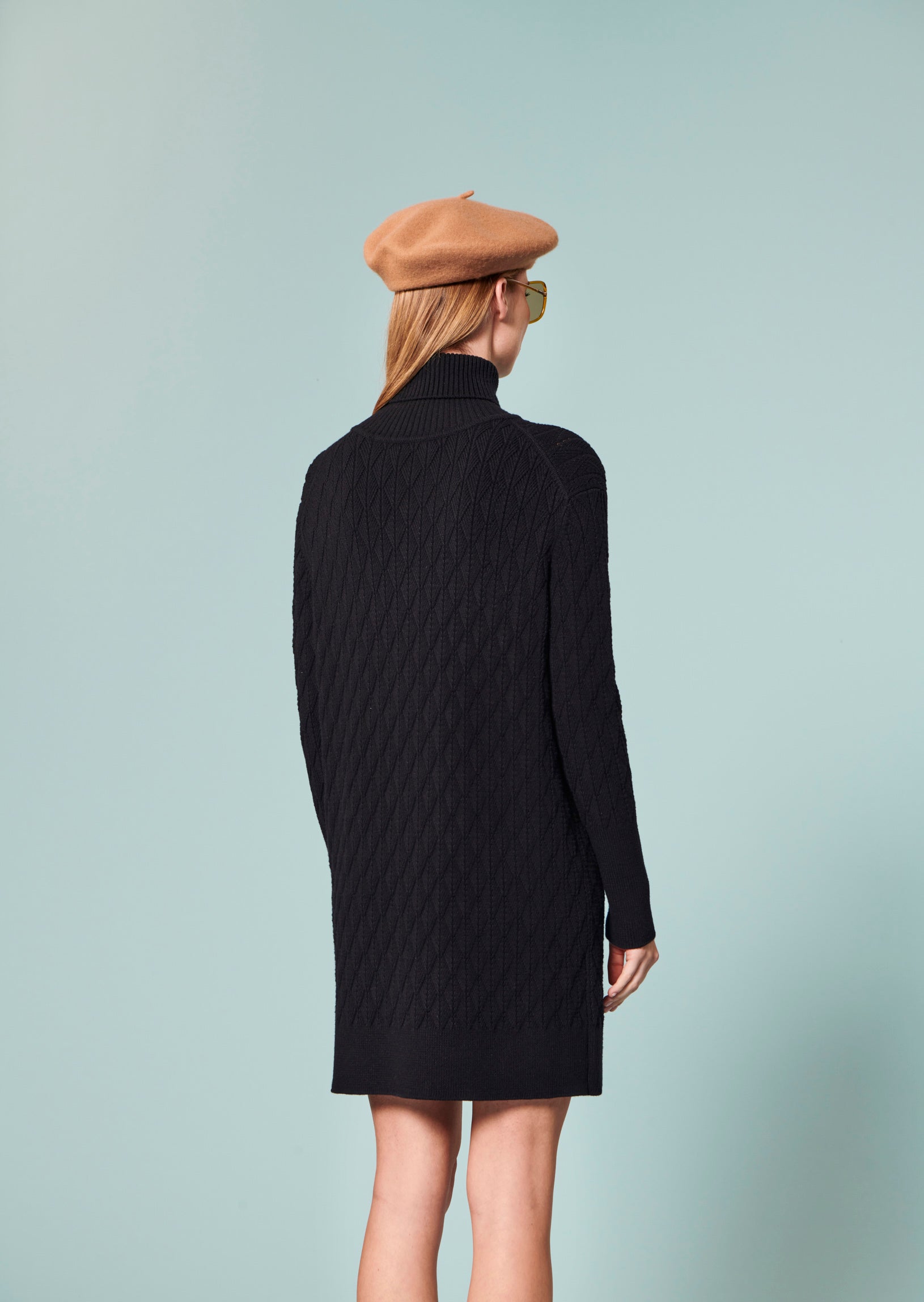 Robe Rosary bleu nuit en maille graphique Faume - seconde main