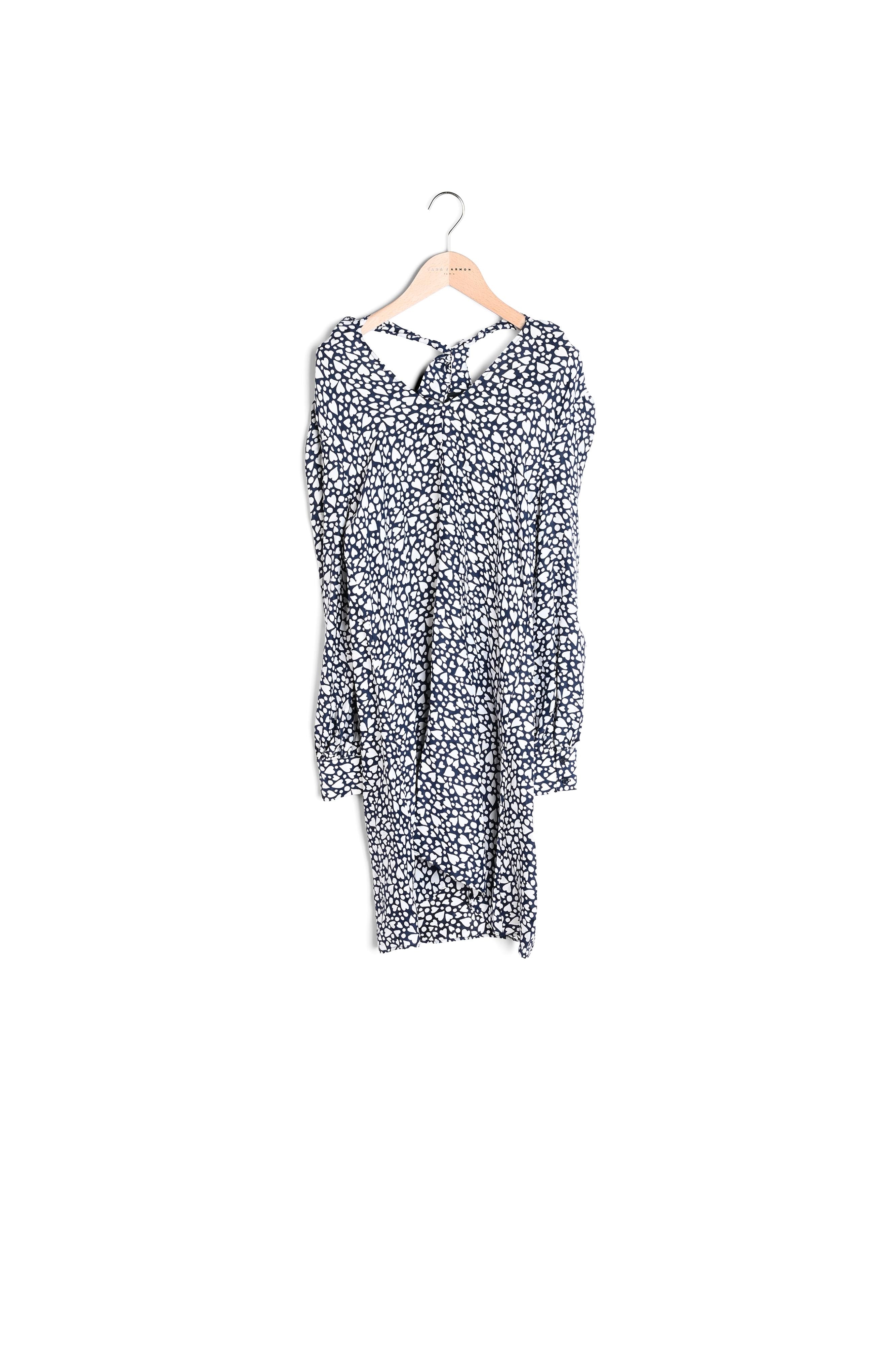 Robe Rosslyn bleu nuit imprimé pois et coeurs Faume - seconde main