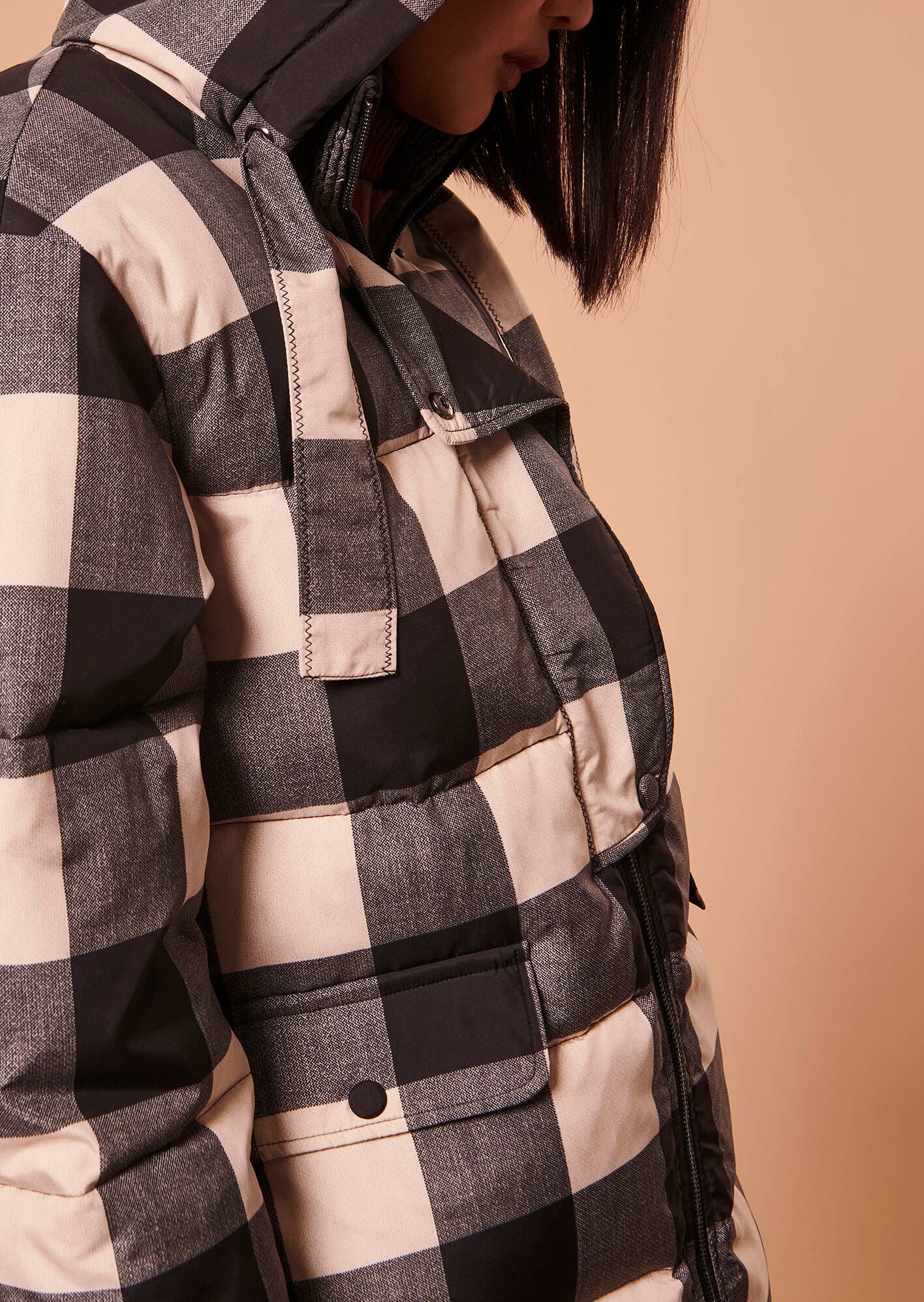 Doudoune Daphne noire en vichy matelassée Faume - seconde main