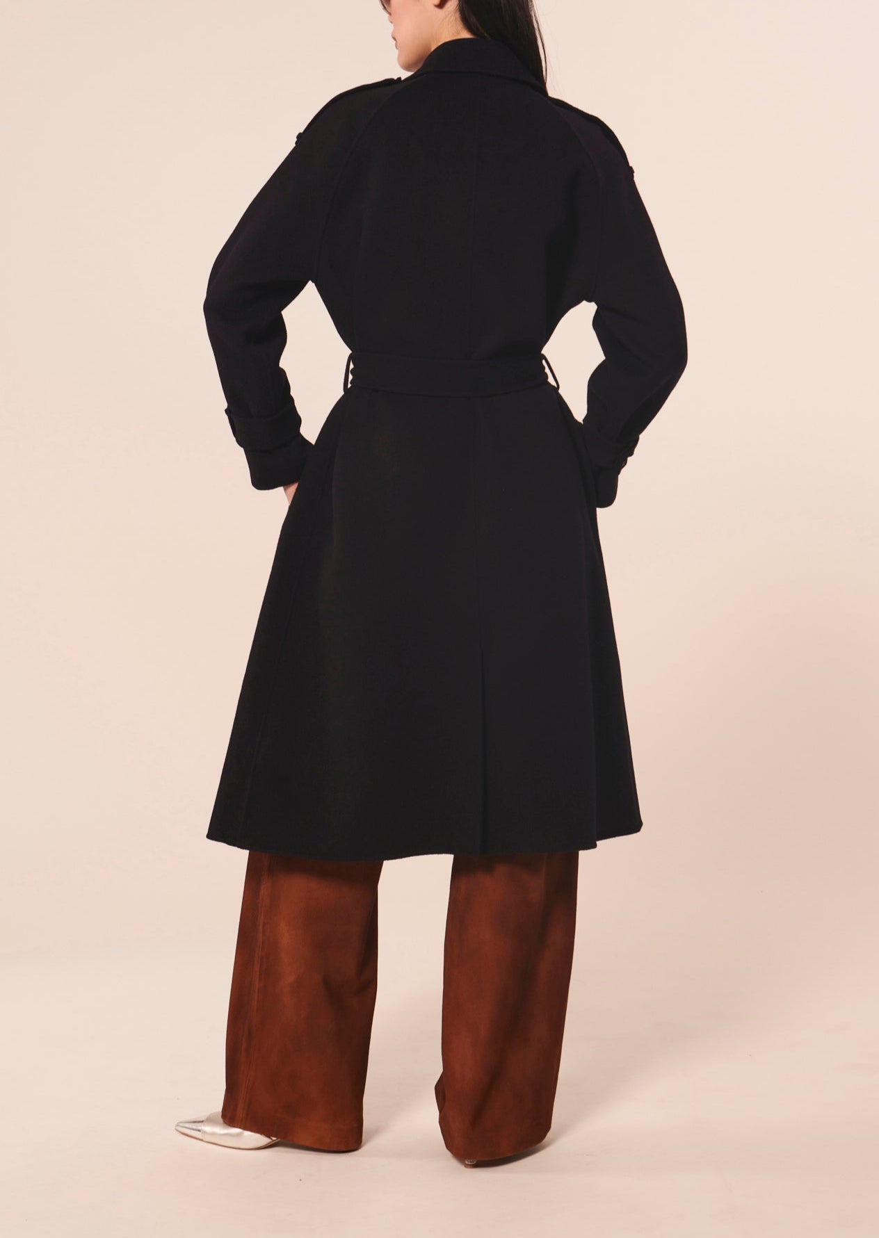 Manteau Ivane bleu nuit en laine double face Faume - seconde main