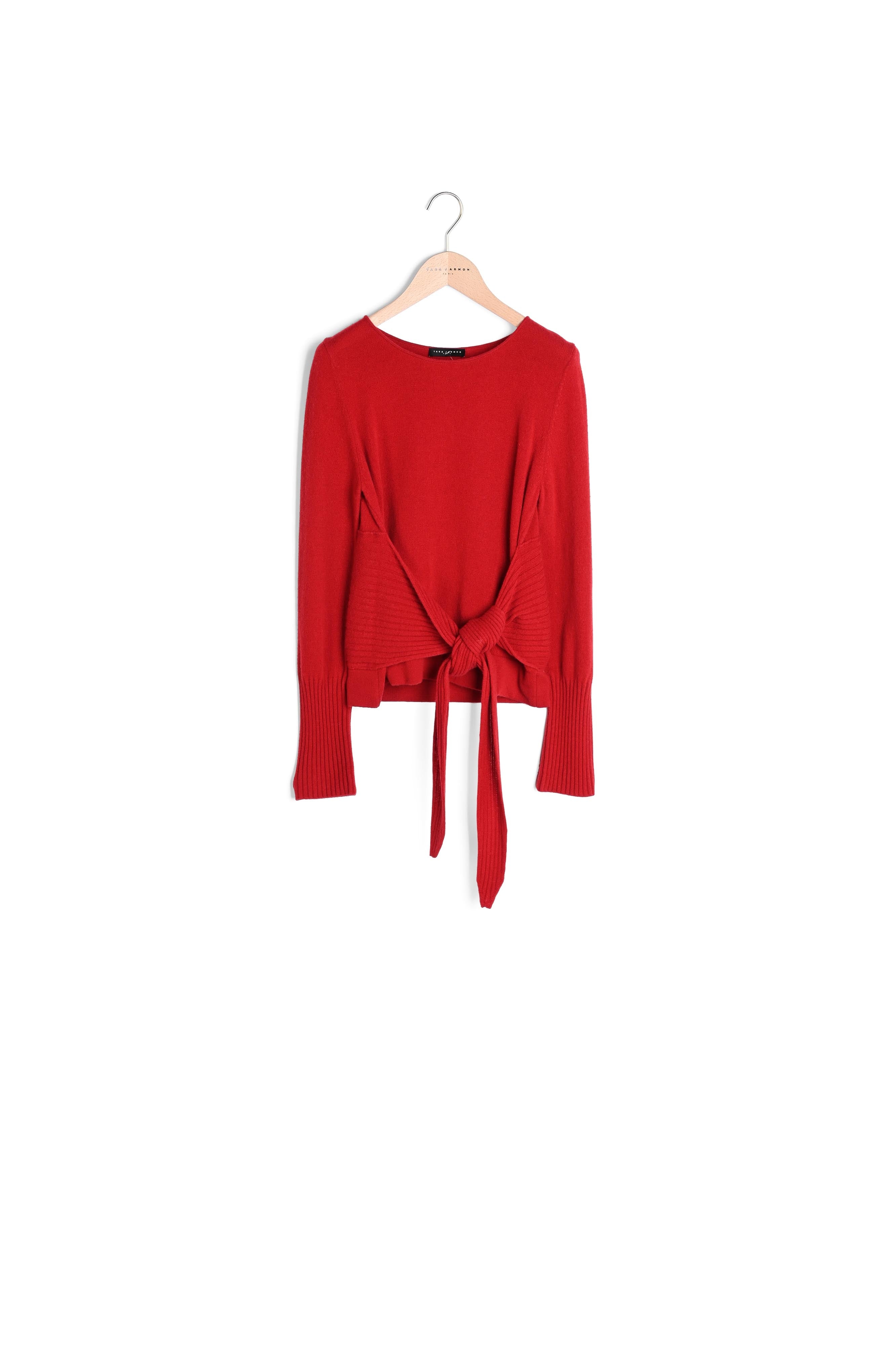 Pull Polydore rouge en laine mérinos Faume - seconde main