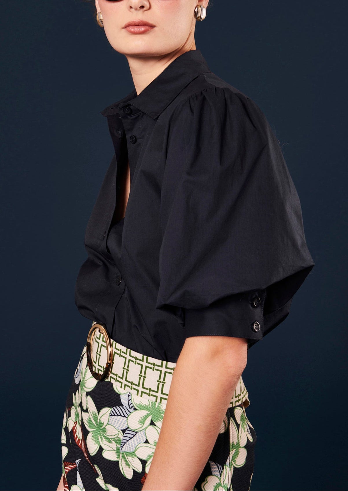 Chemise Calypso bleu nuit en popeline Faume - seconde main