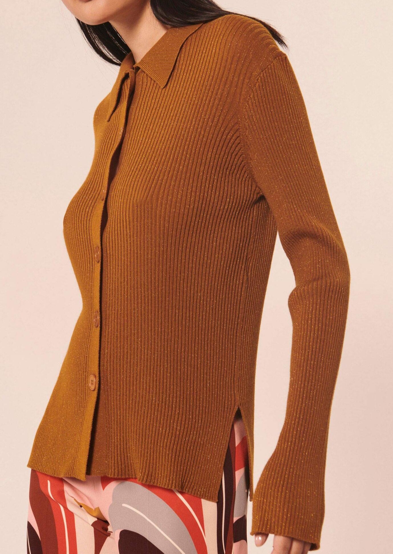 Cardigan Glossie marron en laine et lurex Faume - seconde main