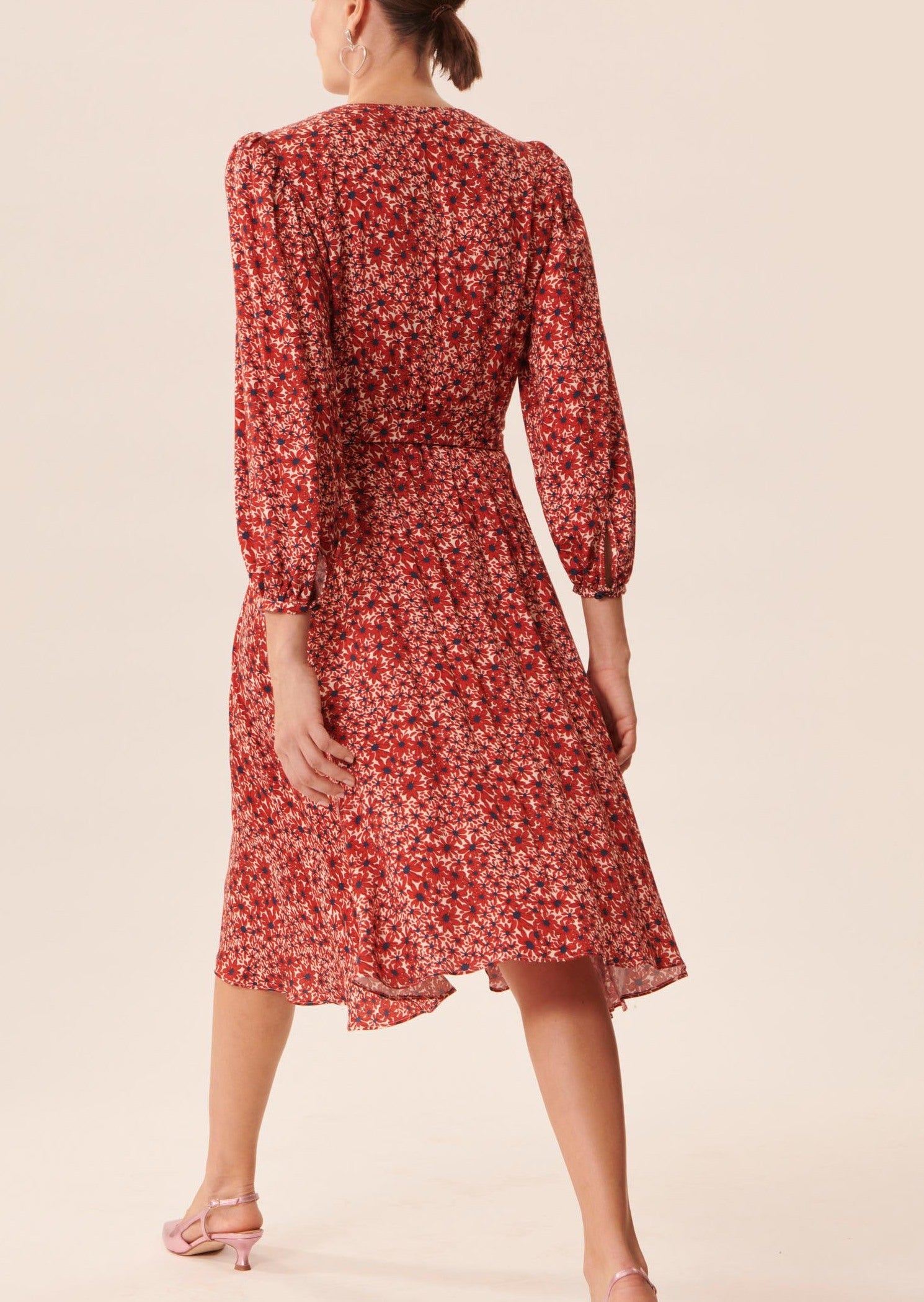 Robe Raphael rouge imprimé petites fleurs Faume - seconde main