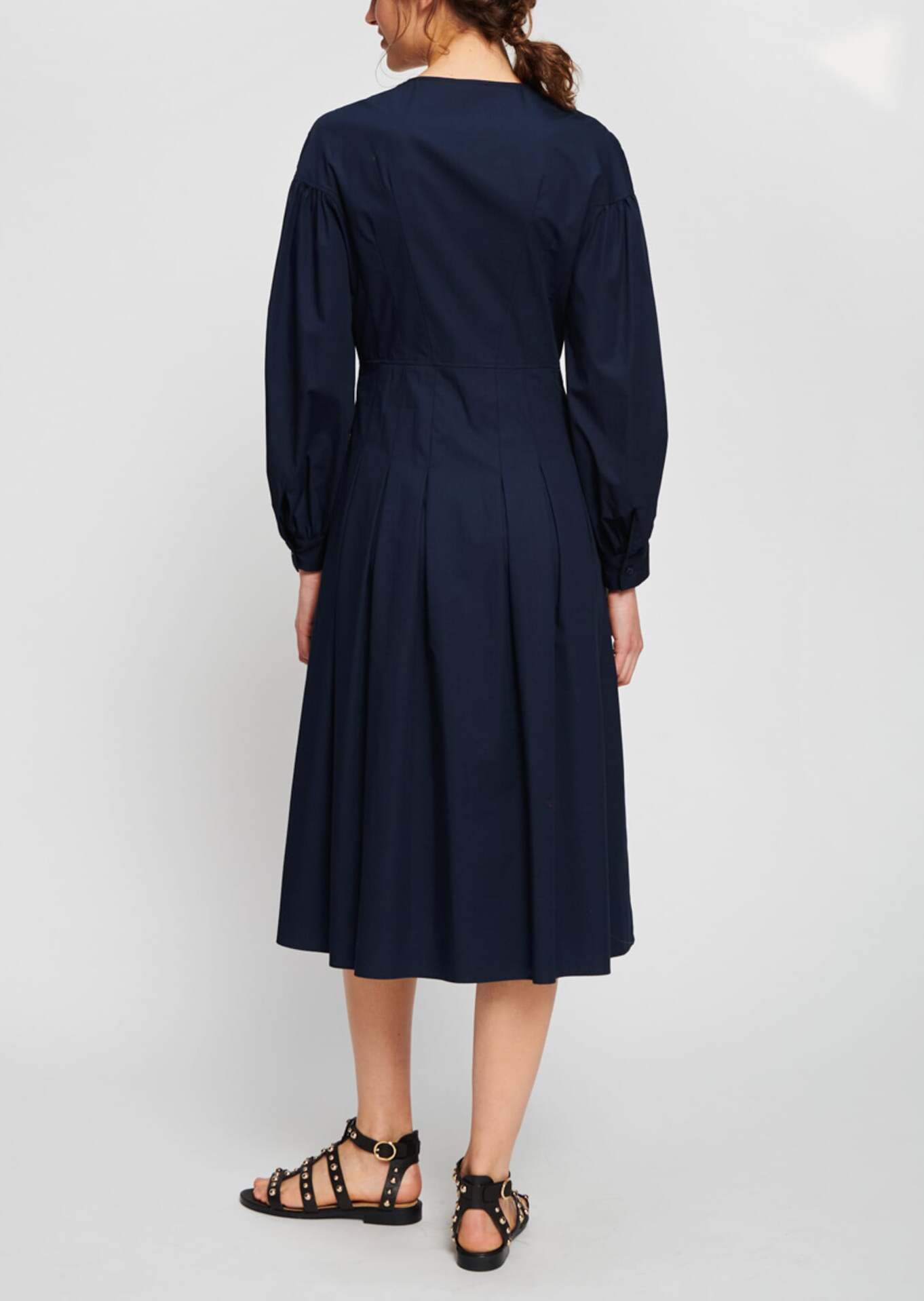 Robe chemise en popeline de coton bleu nuit Faume - seconde main