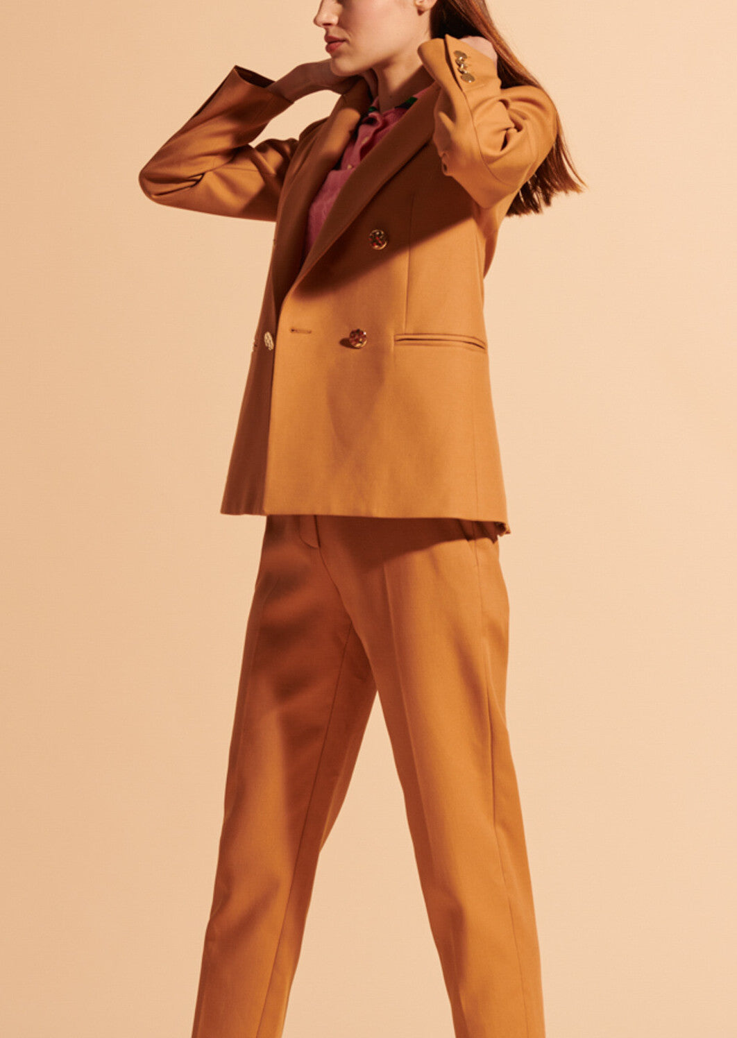 Veste de tailleur Violaine camel en twill de coton Faume - seconde main