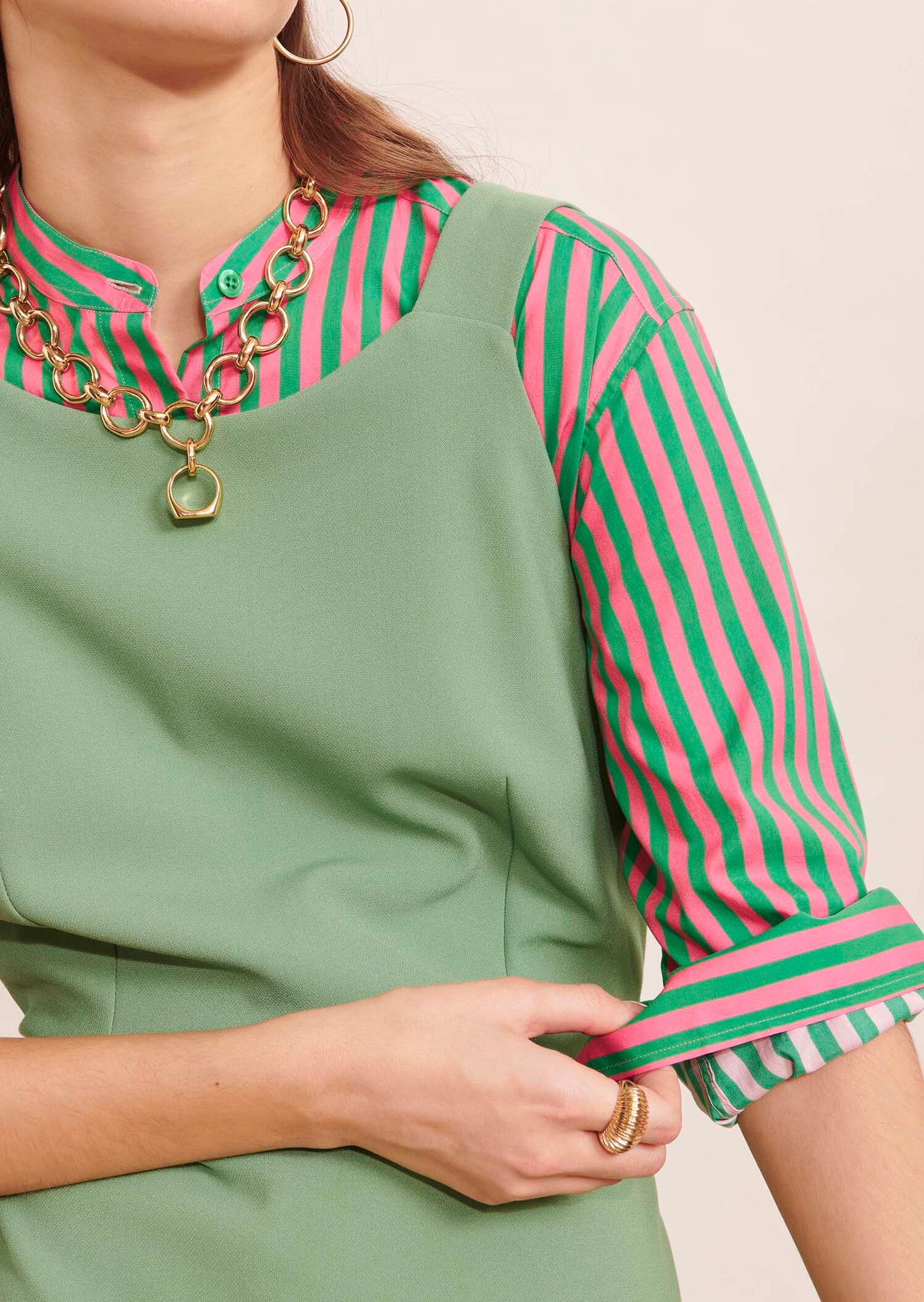 Robe Rebelle vert pale en toile double Faume - seconde main