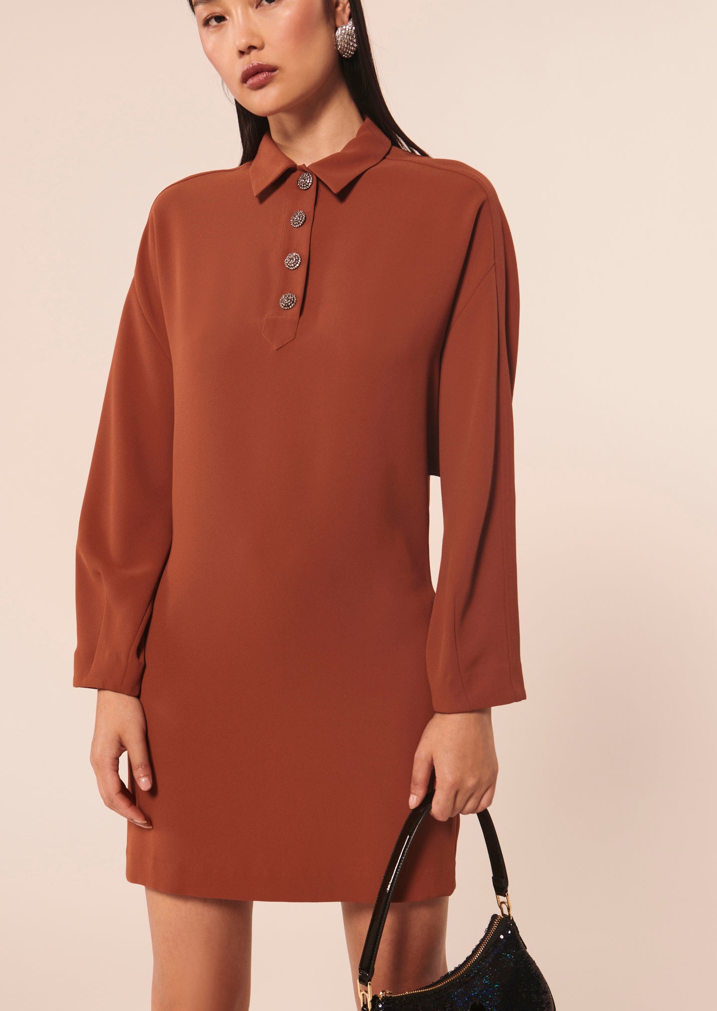 Robe Reva marron en crêpe Faume - seconde main