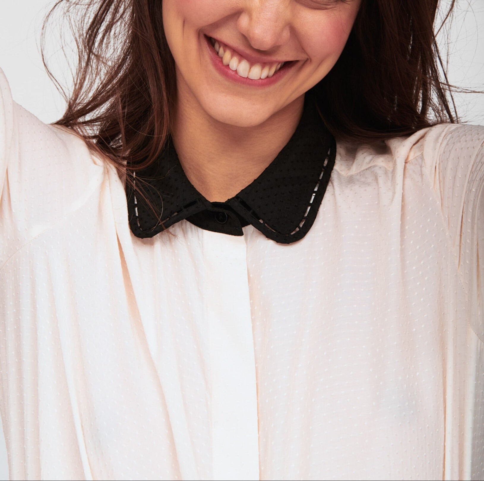 Top écru en jacquard plumetis Faume - seconde main