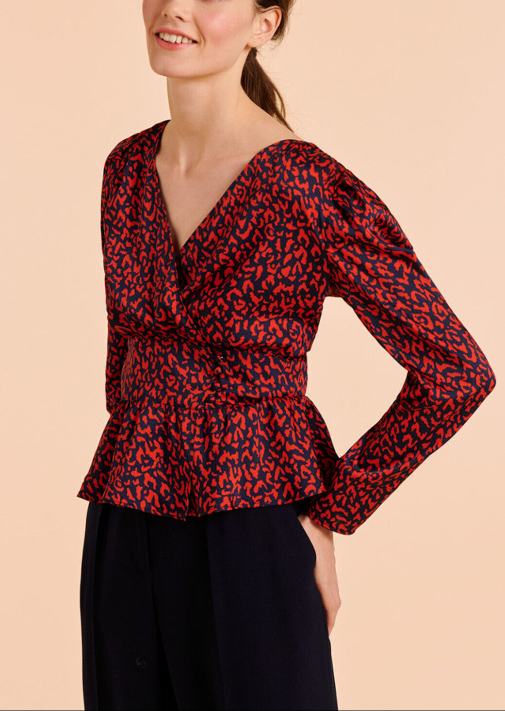 Top Tanais bleu nuit imprimé animal en twill Faume - seconde main