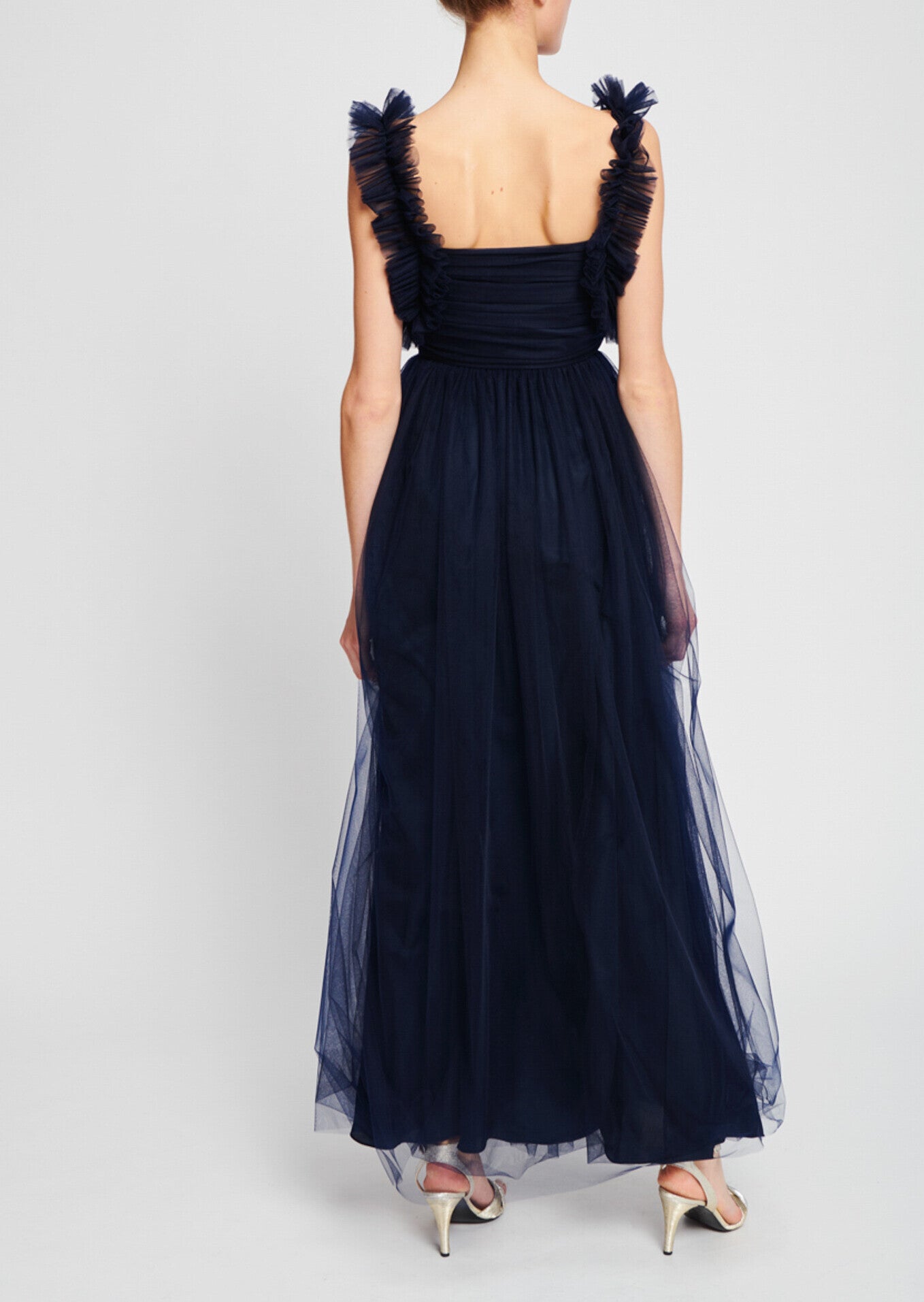 Robe longue en tulle bleu nuit Faume - seconde main