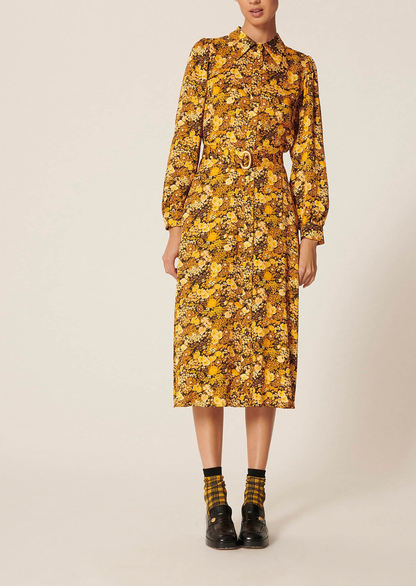 Robe Rolianne jaune imprimé fleurs Faume - seconde main