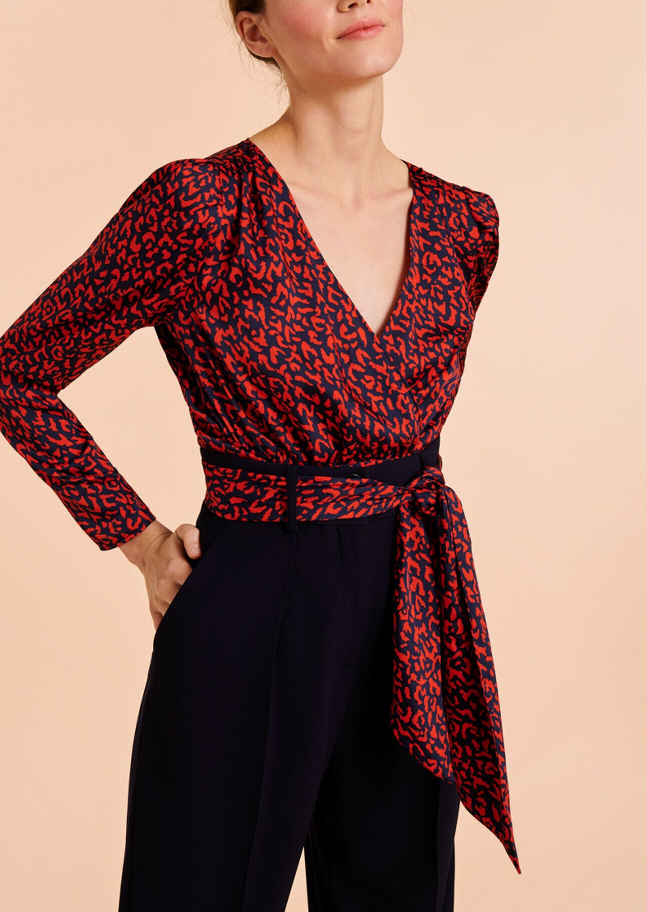 Top Tanais bleu nuit imprimé animal en twill Faume - seconde main