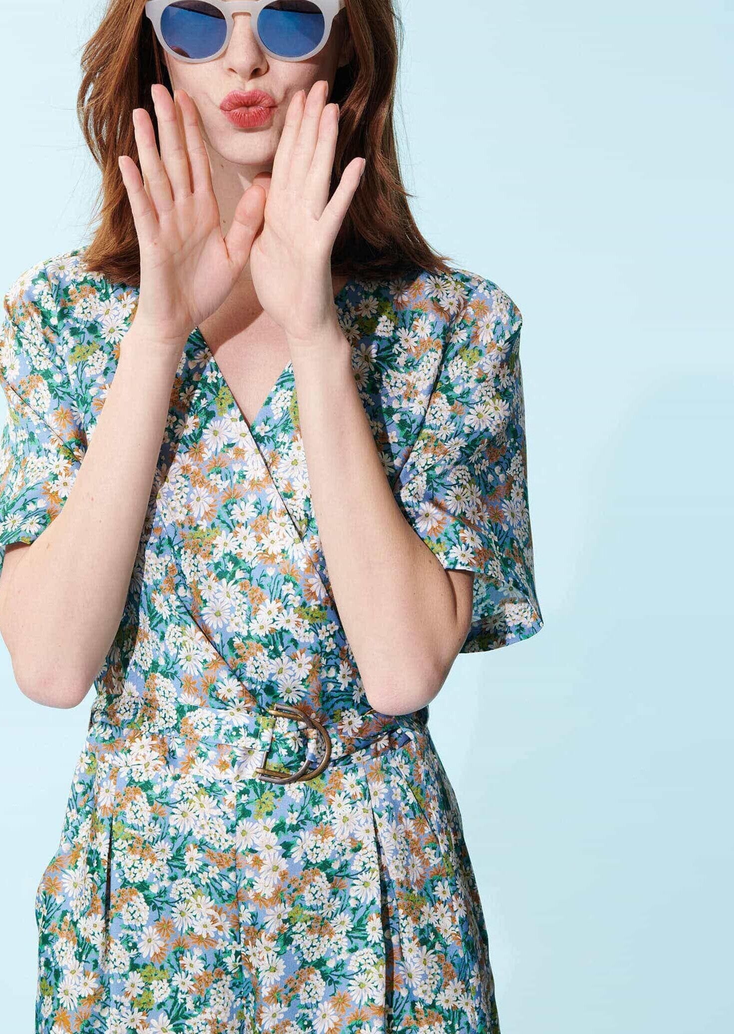 Combinaison Cali bleu tendre imprimé paquerettes Faume - seconde main