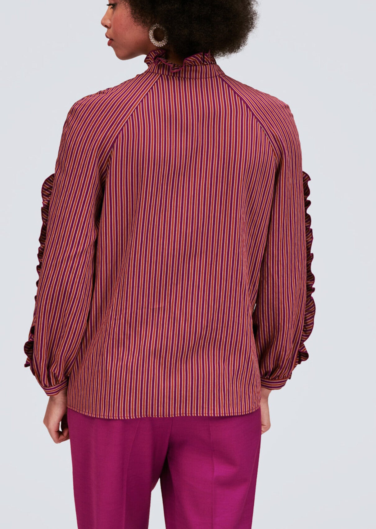 Chemise mauve en viscose à rayures chics Faume - seconde main