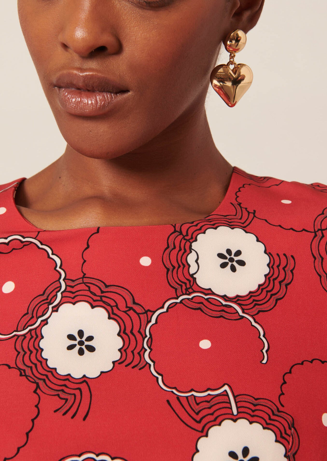 Robe Riotta rouge imprimé fleurs 70's Faume - seconde main