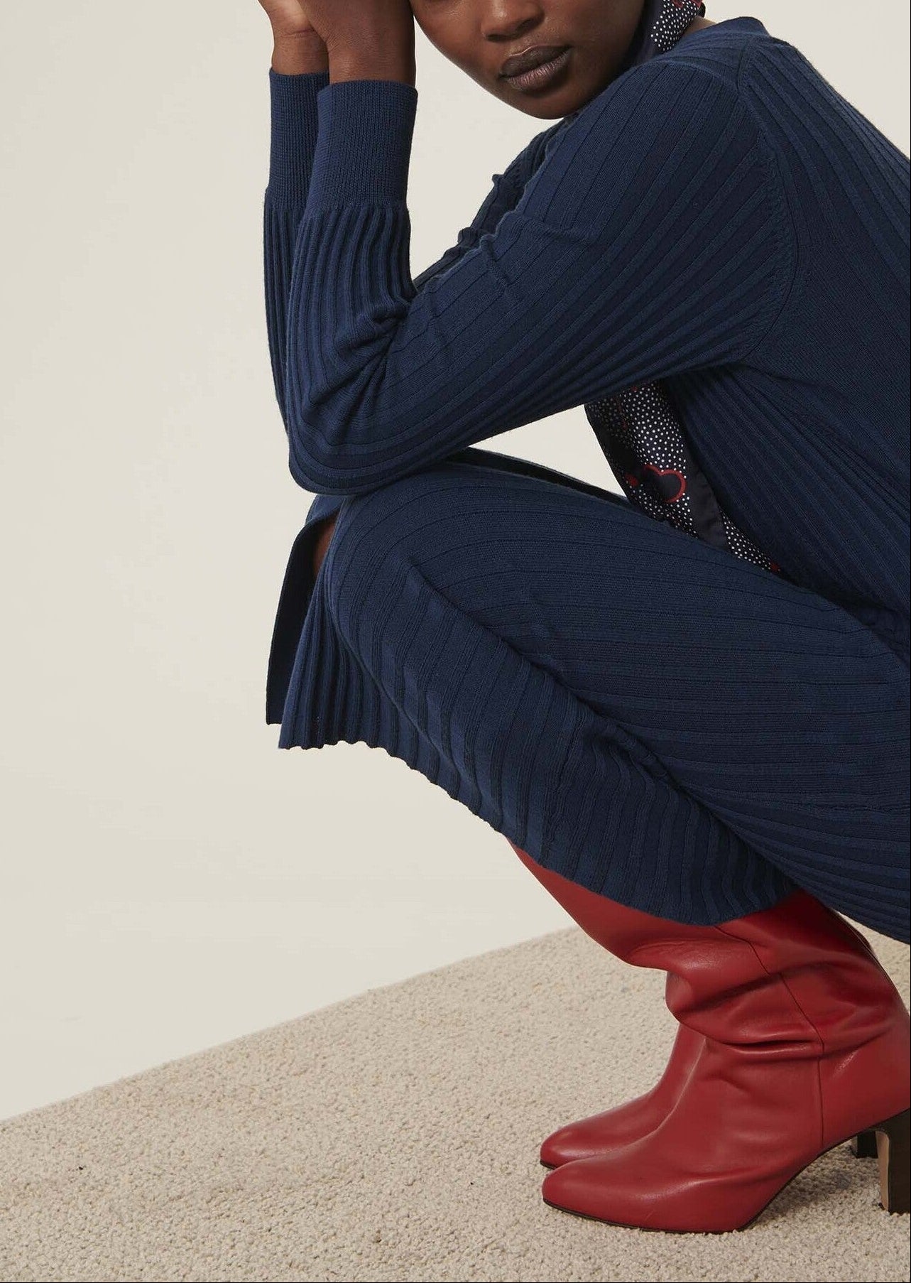 Robe Rydel bleu indigo en merinos extrafin Faume - seconde main