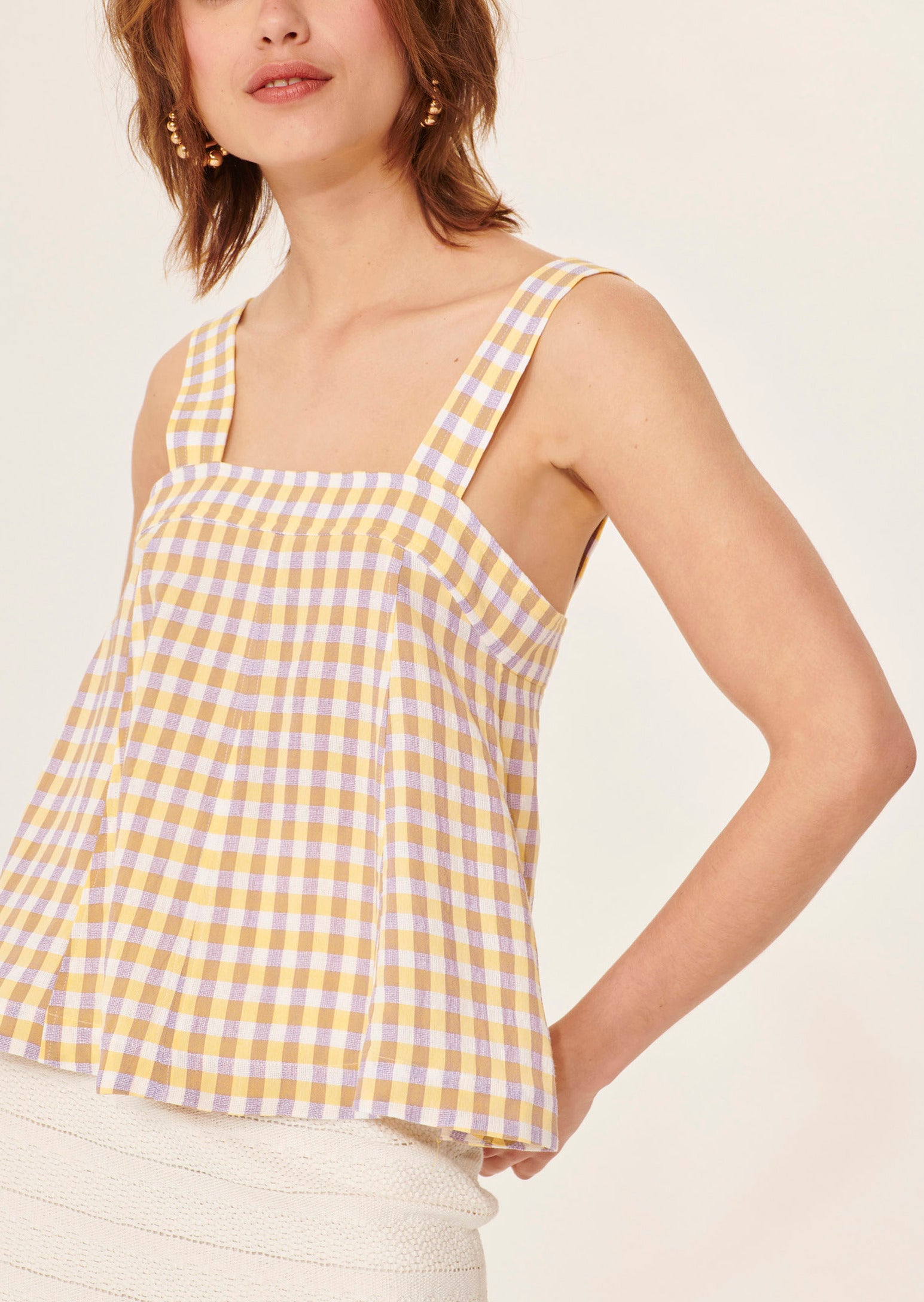 Top Tacci violet en vichy Faume - seconde main