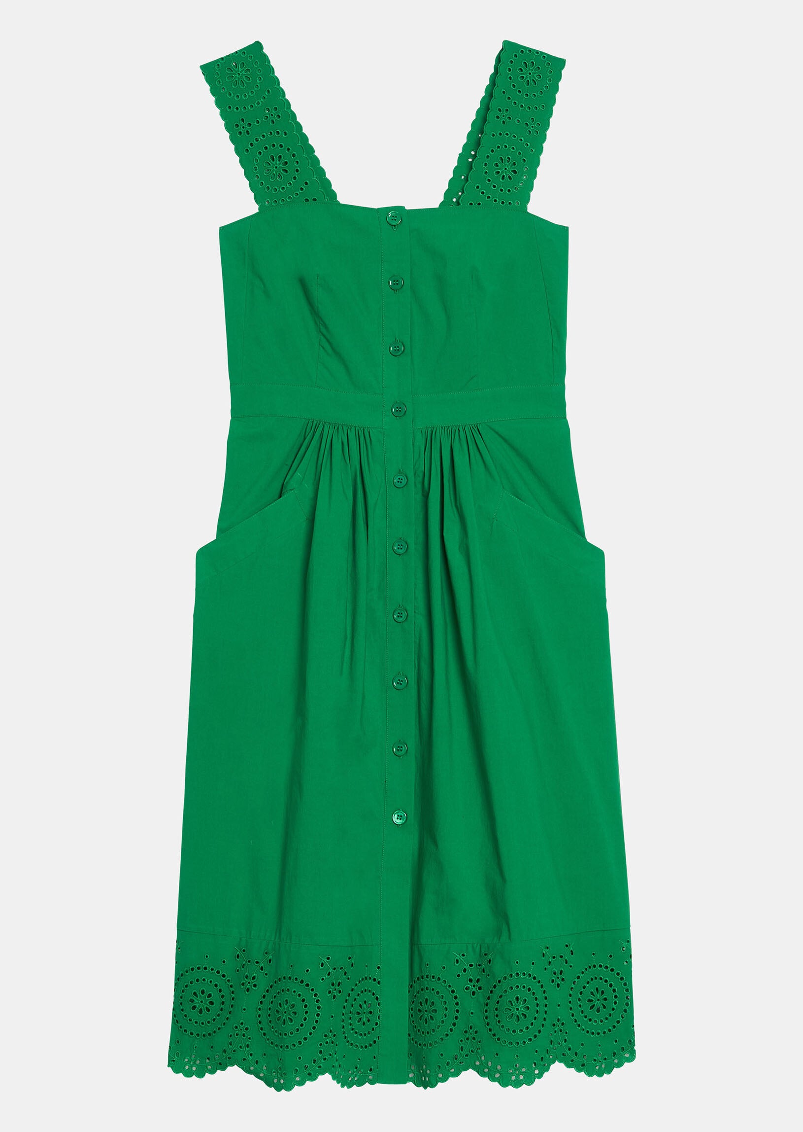 Robe Rozmine émeraude avec broderie anglaise Faume - seconde main