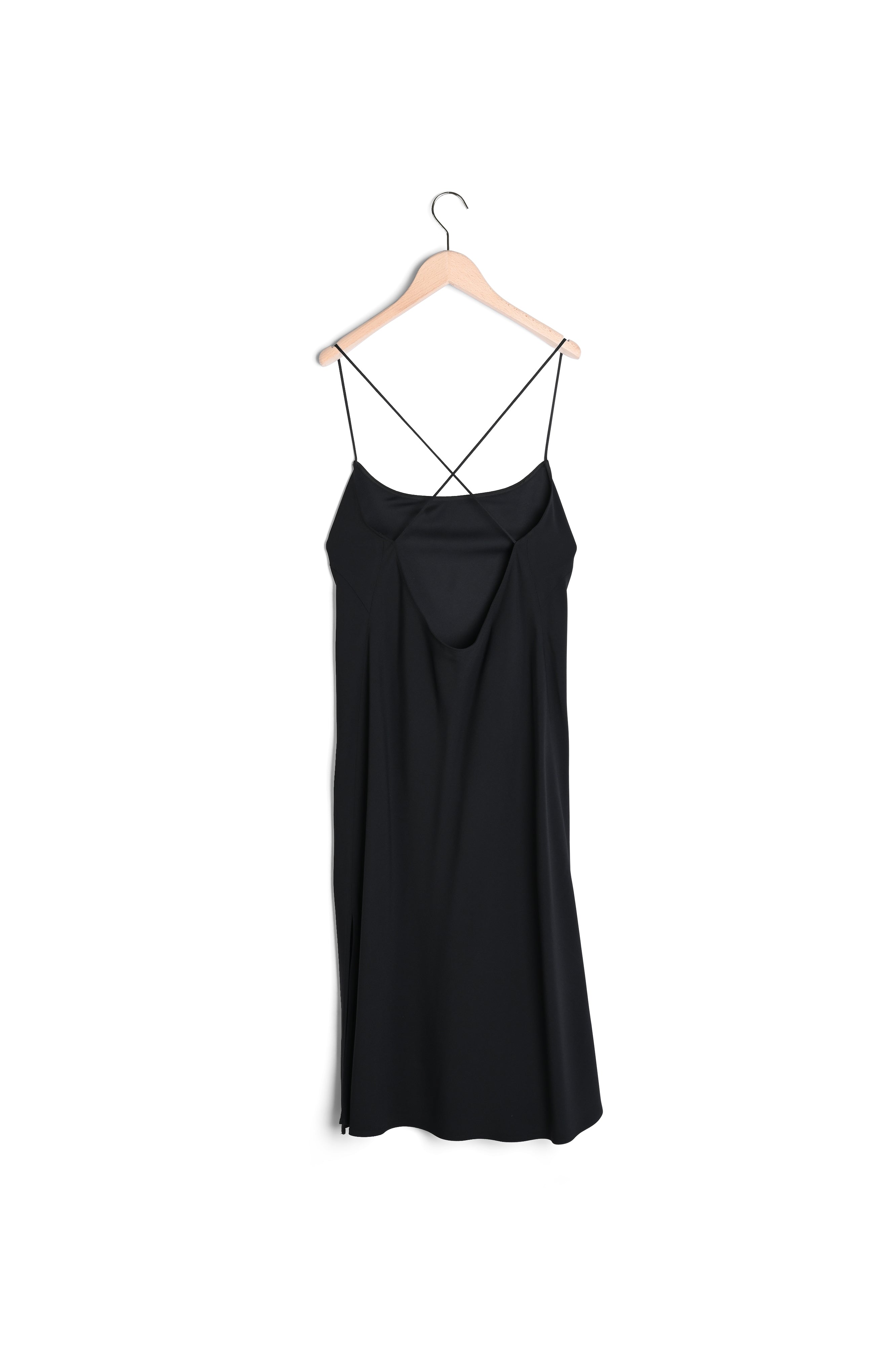 Slip dress Reany noire en crêpe envers satin Faume - seconde main