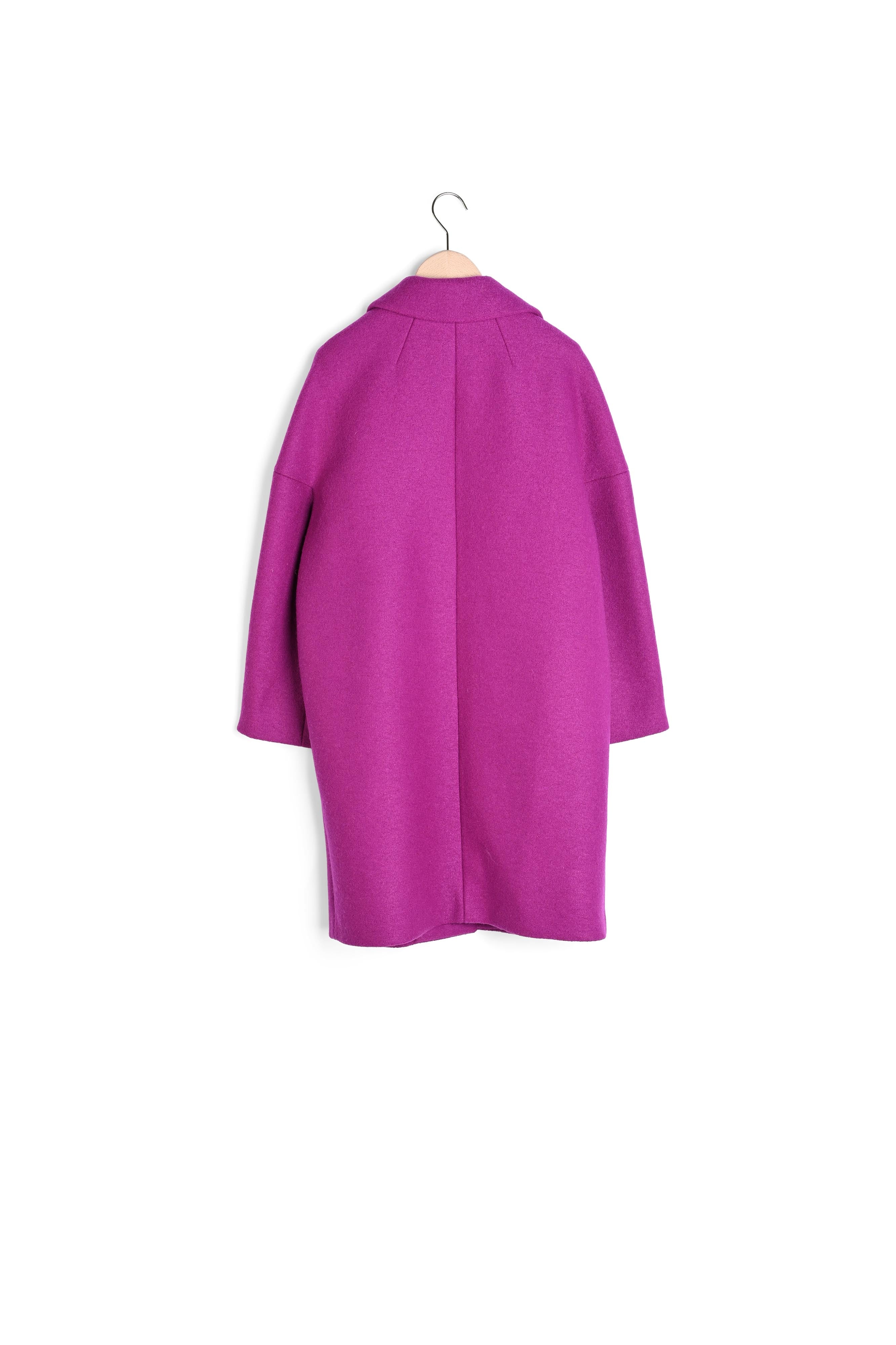 Manteau mi-long mauve brodé bijoux Faume - seconde main