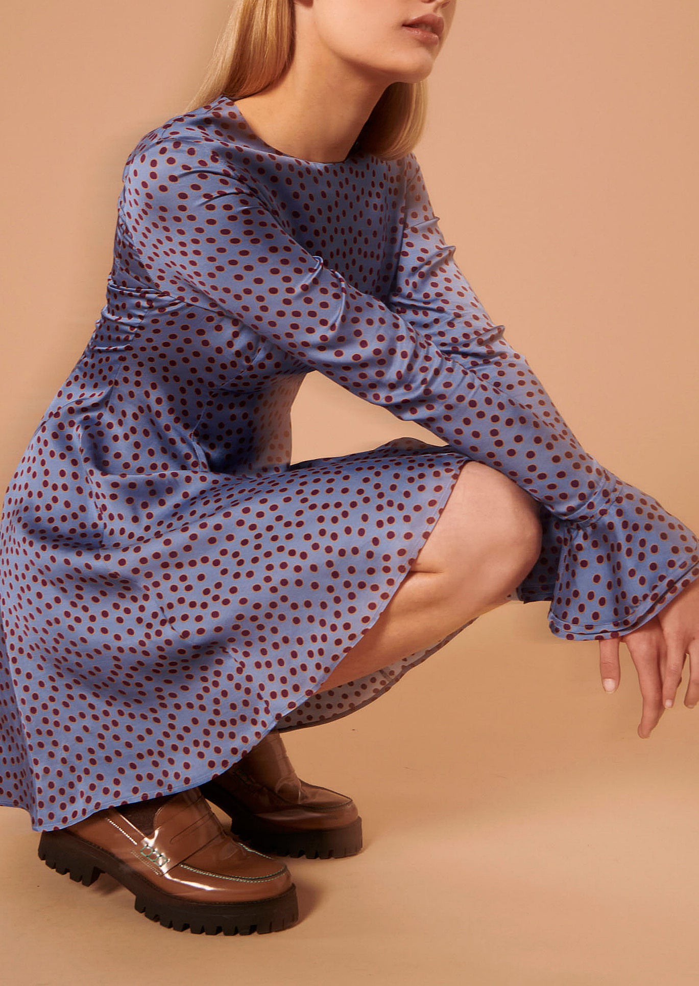 Robe Rael bleue imprimé à pois Faume - seconde main