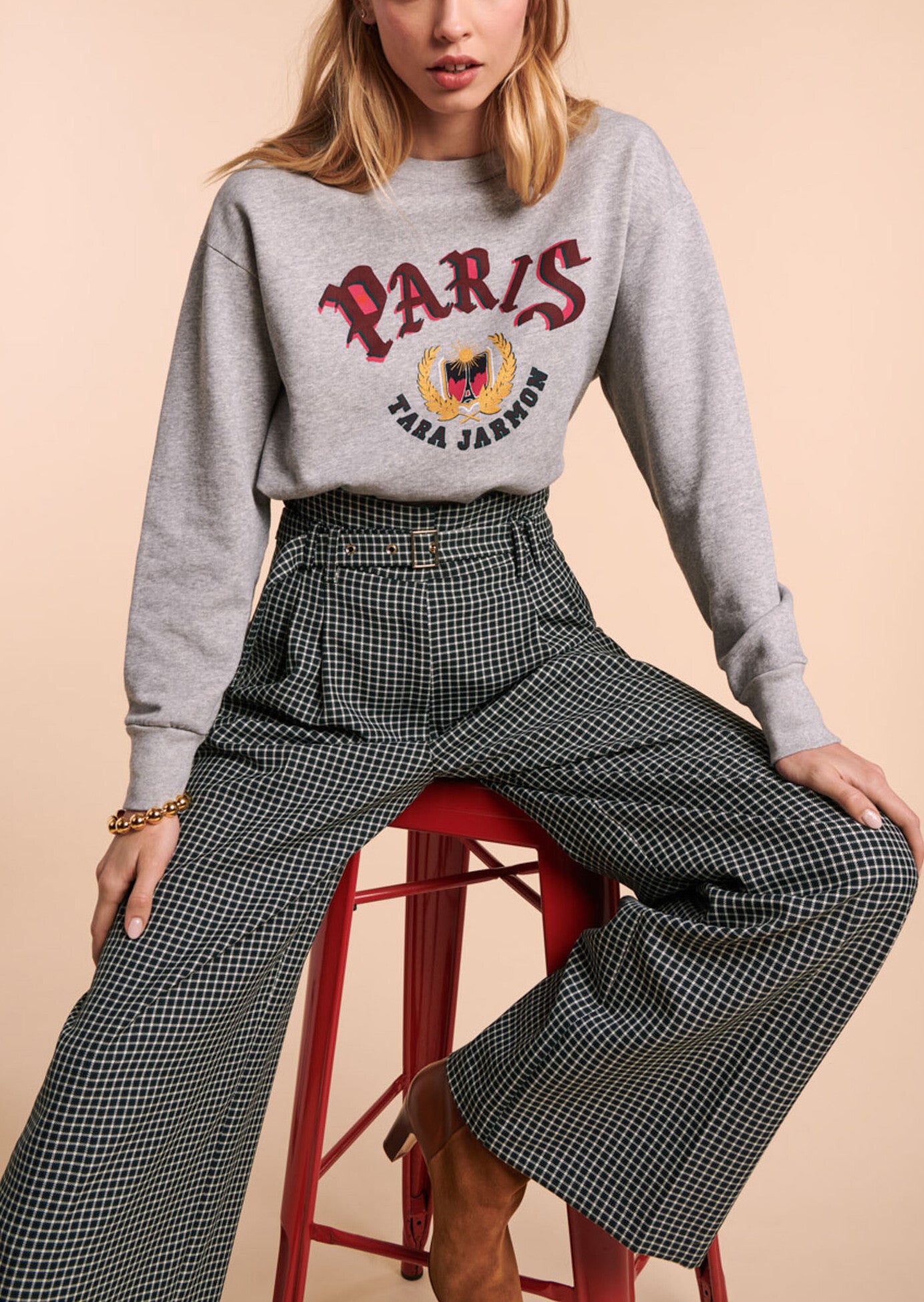 Pantalon Pascale vert bouteille à carreaux Faume - seconde main