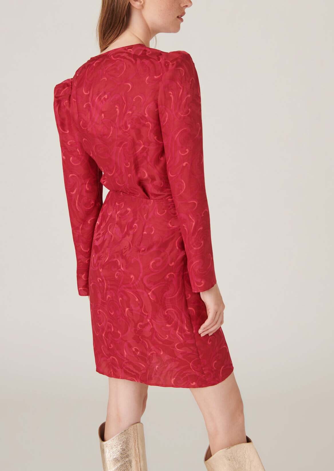 Robe portefeuille Revelyne imprimé arabesque sur viscose de soie passion Faume - seconde main