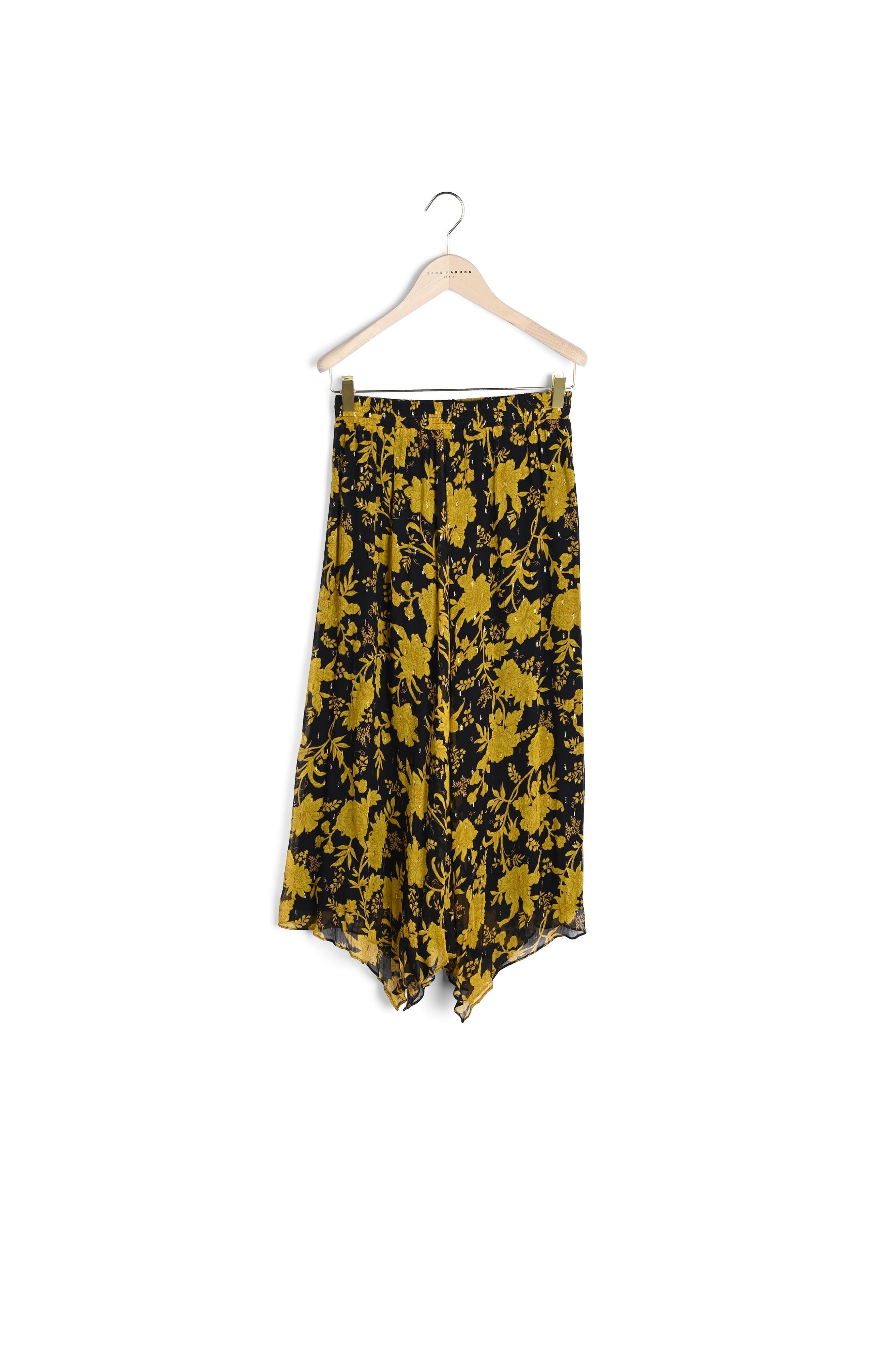 Jupe Juliette noire et lurex doré imprimé fleurs de nuit Faume - seconde main