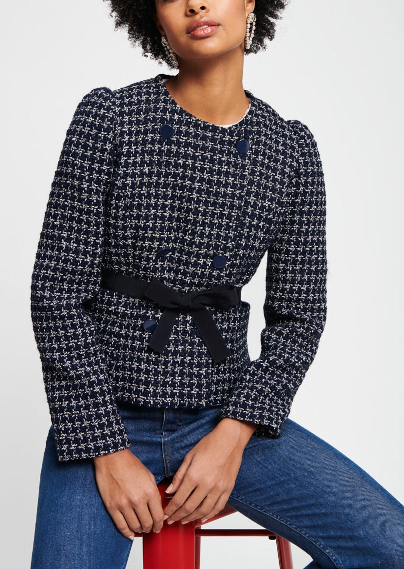 Veste bleu nuit en tweed Faume - seconde main