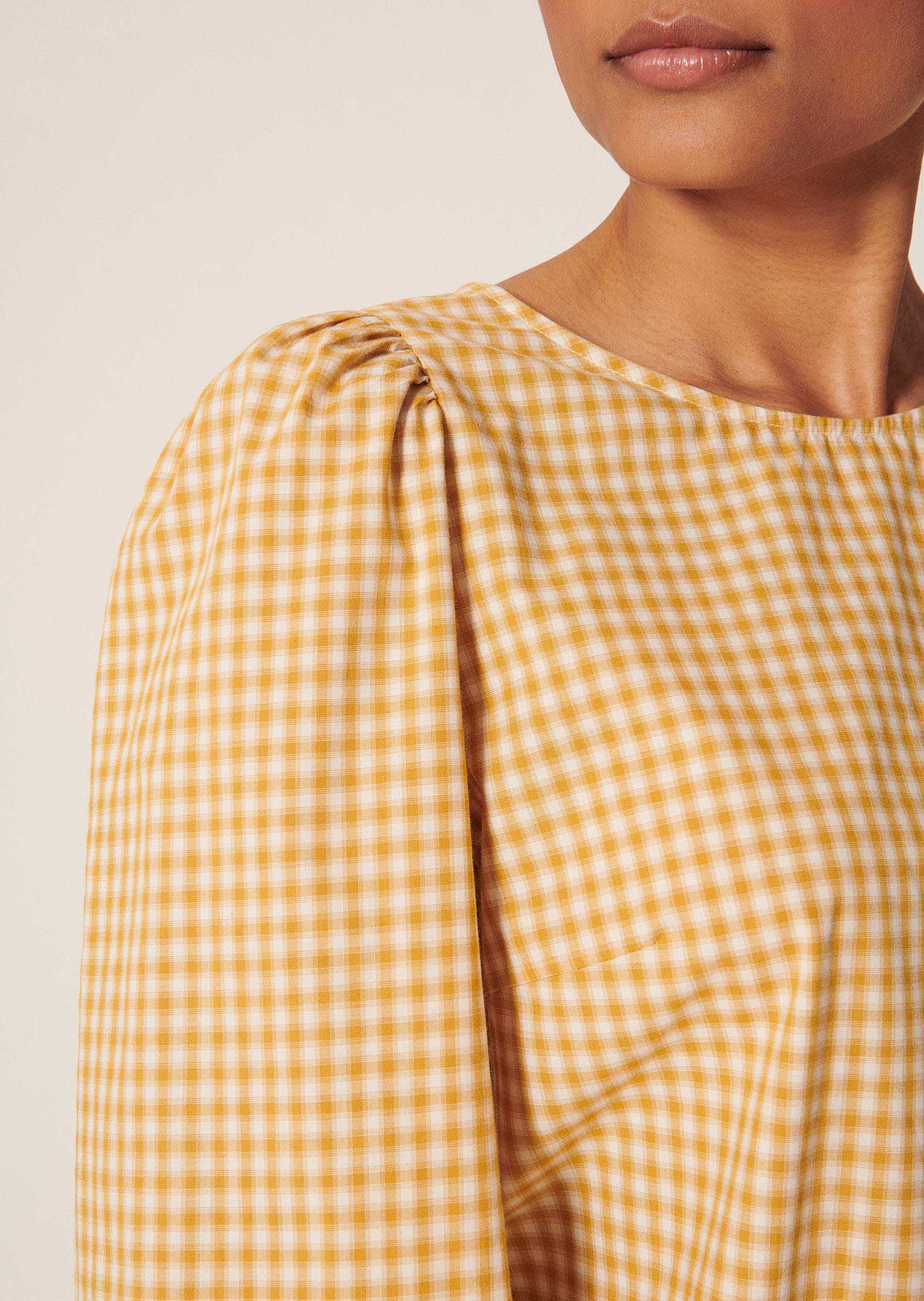 Top Tonina jaune à carreaux en popeline de coton Faume - seconde main