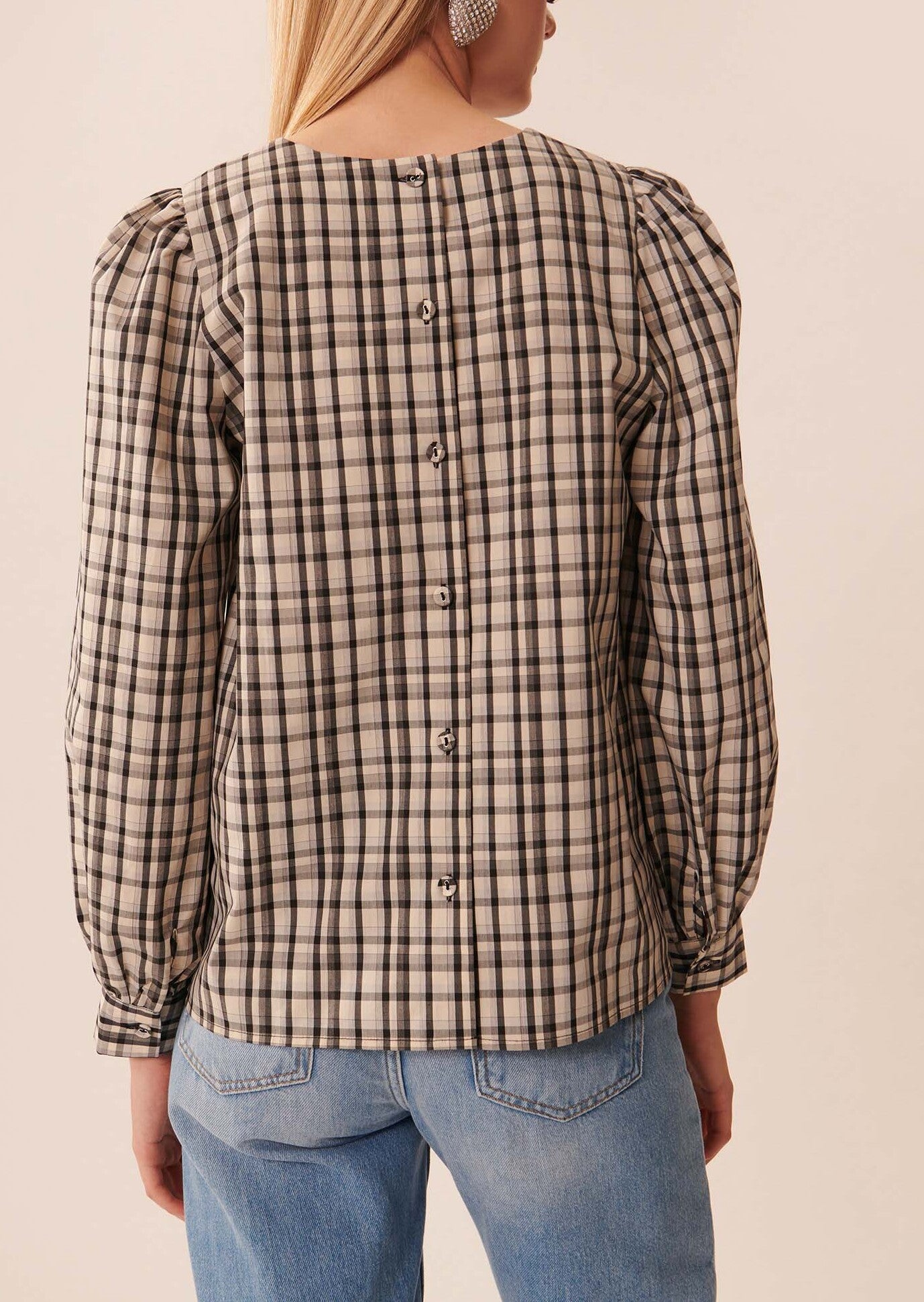 Top Tonina écrue à carreaux en popeline Faume - seconde main