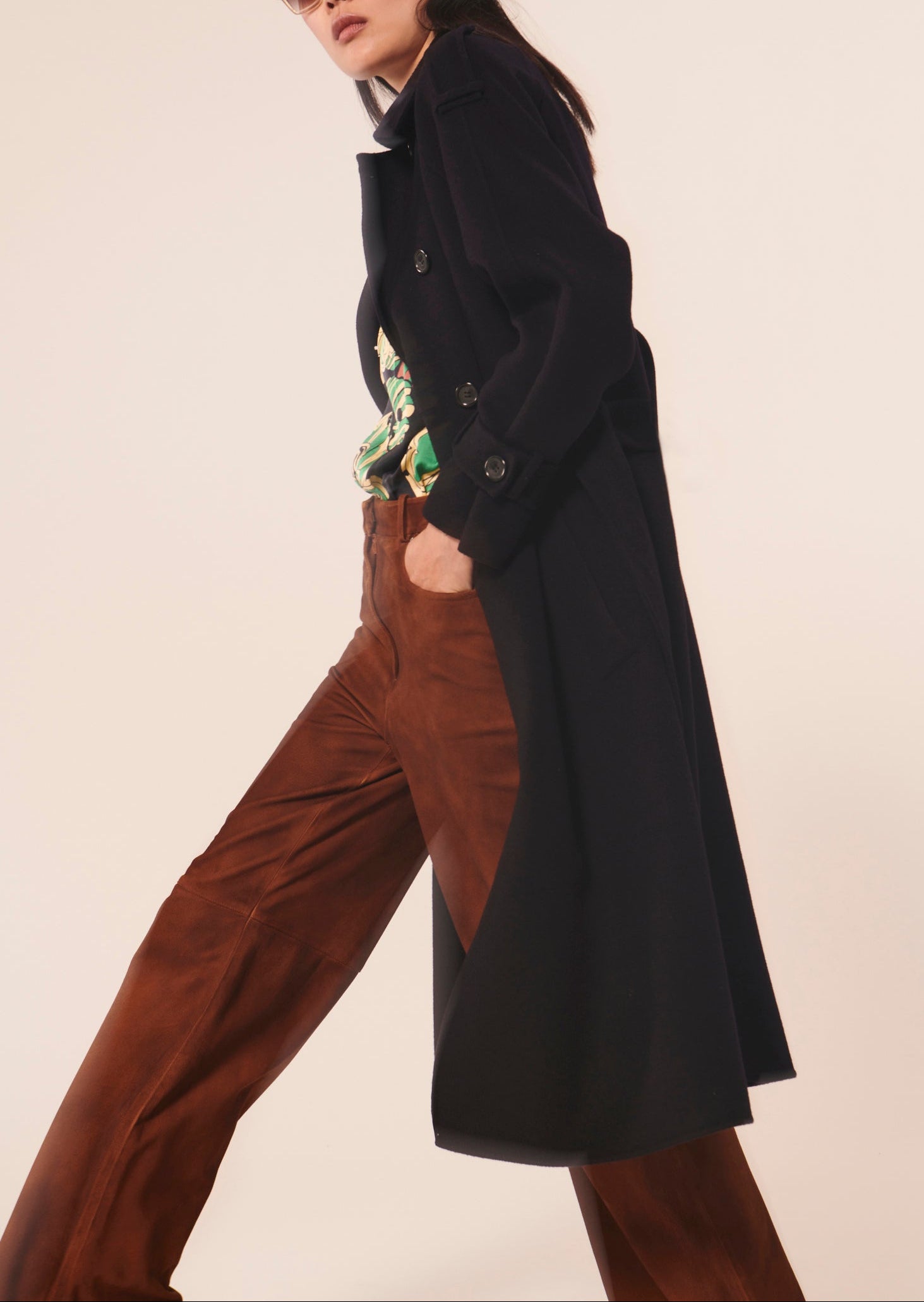 Manteau Ivane bleu nuit en laine double face Faume - seconde main