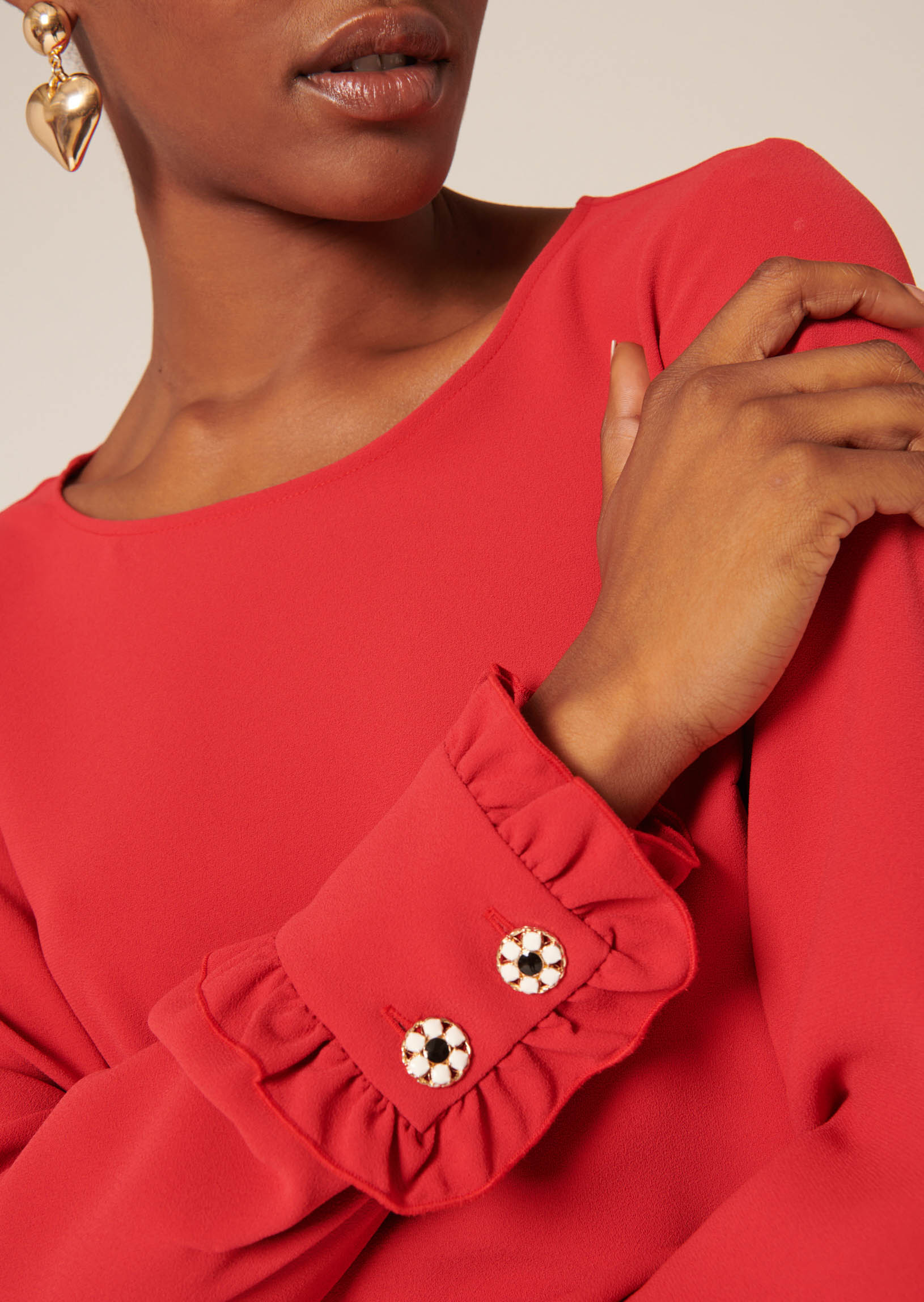 Robe Renaude rouge en crêpe Faume - seconde main