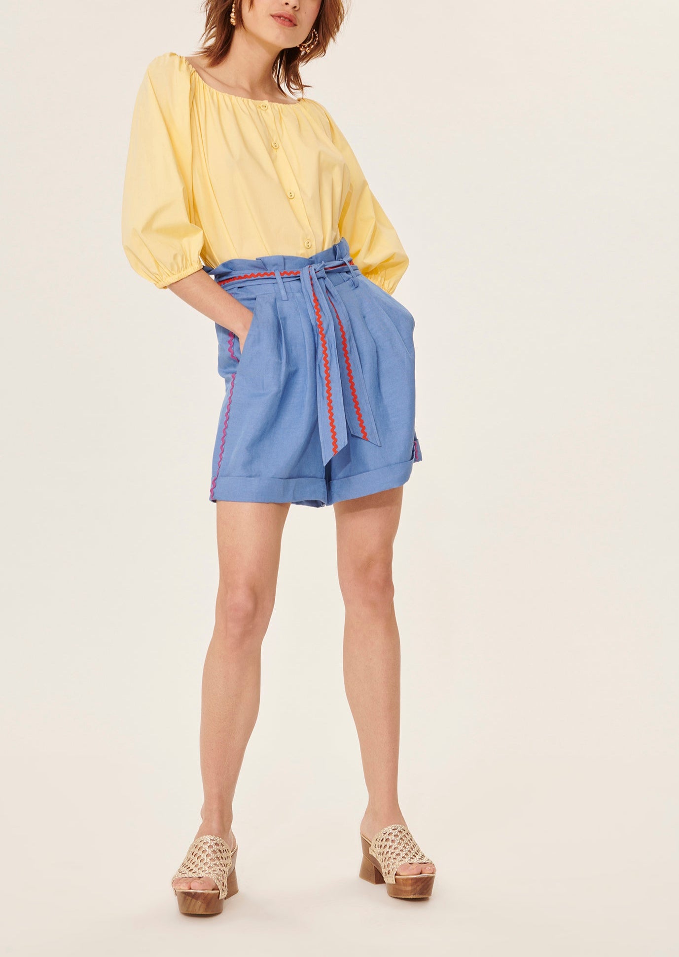 Chemise Cuba jaune pastel en popeline Faume - seconde main