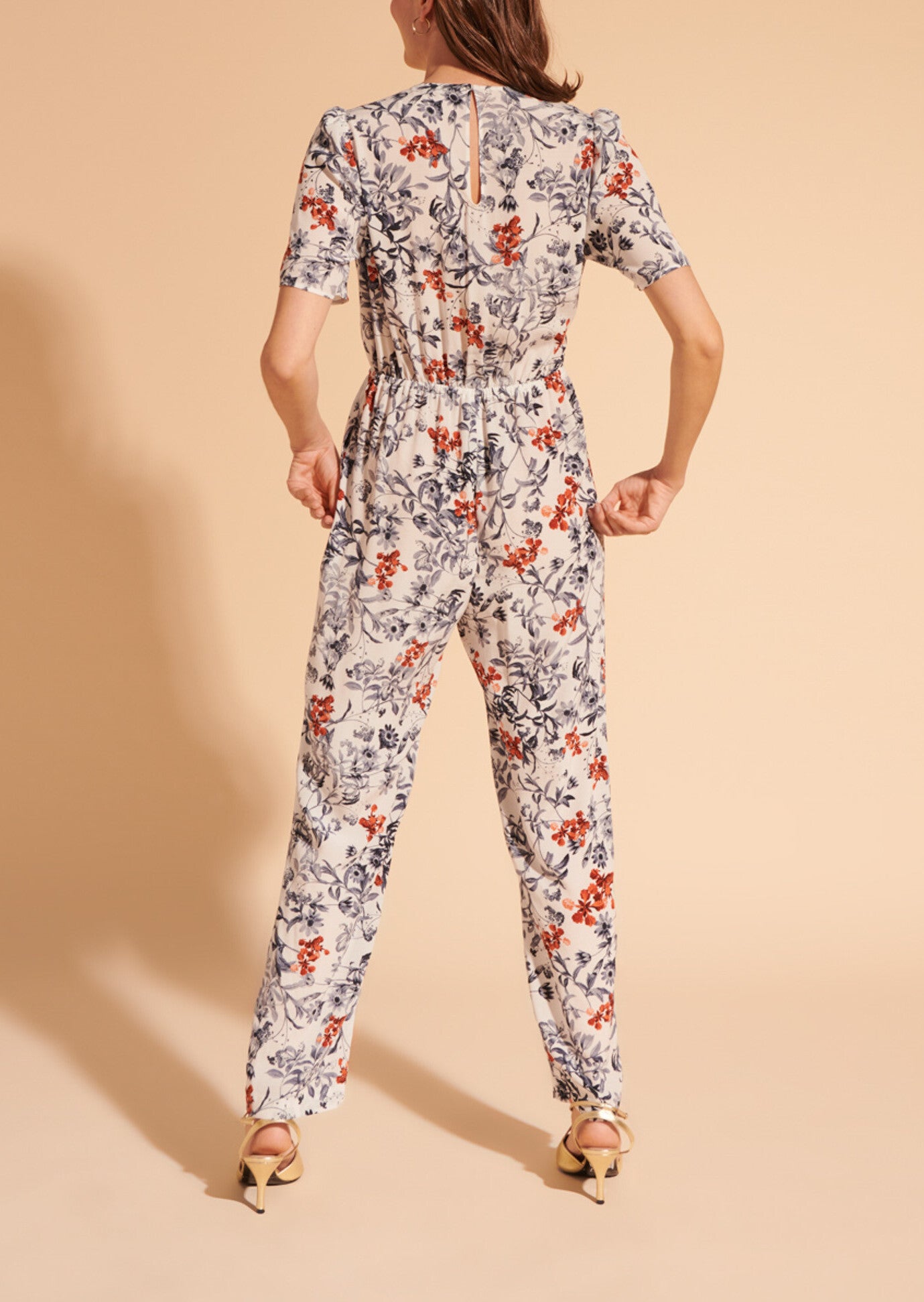 Combinaison décolleté cache-coeur Paulia en viscose imprimé fleurs japonaises Faume - seconde main