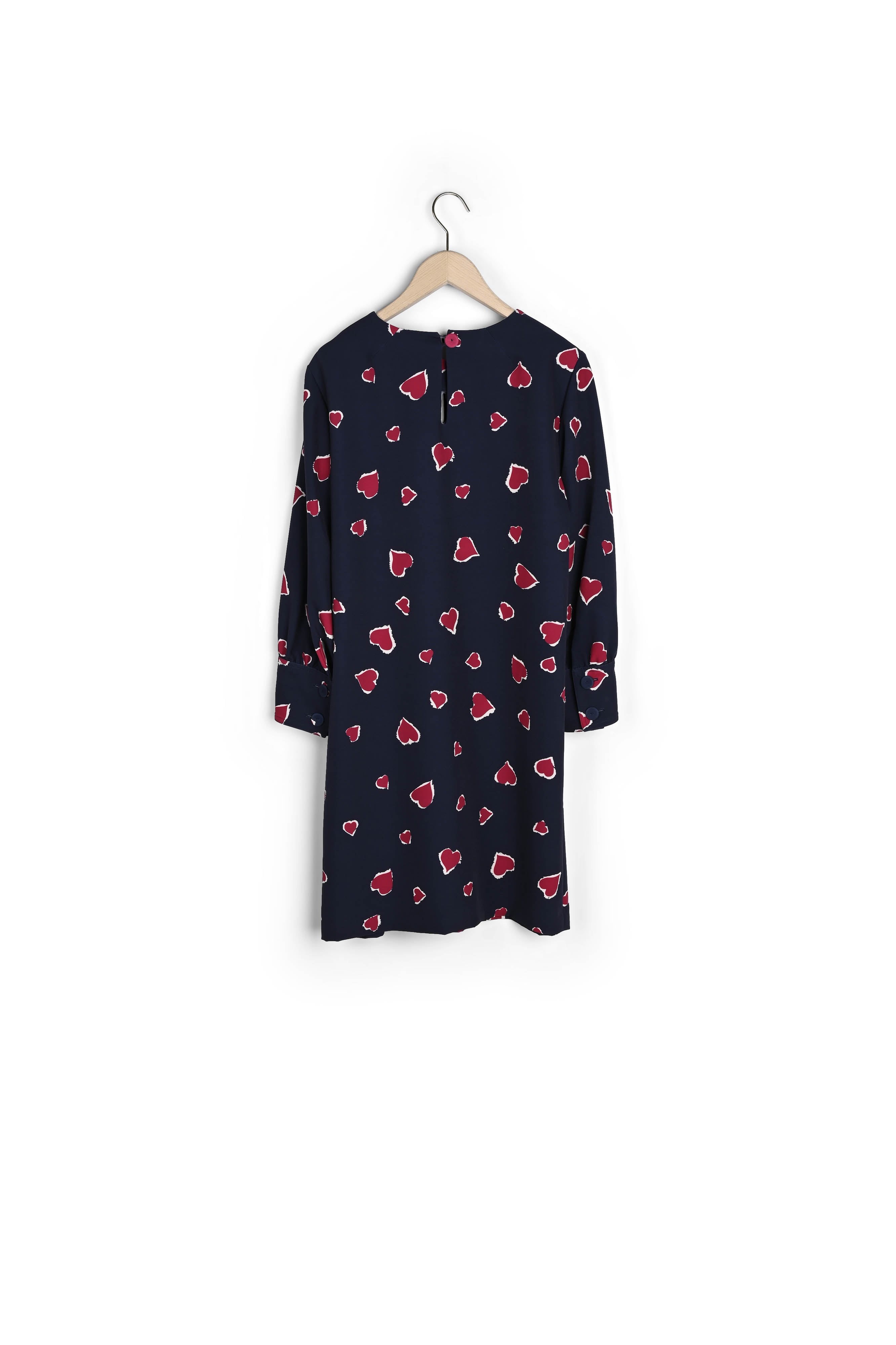 Robe Romina bleu nuit imprimé coeurs léopard Faume - seconde main