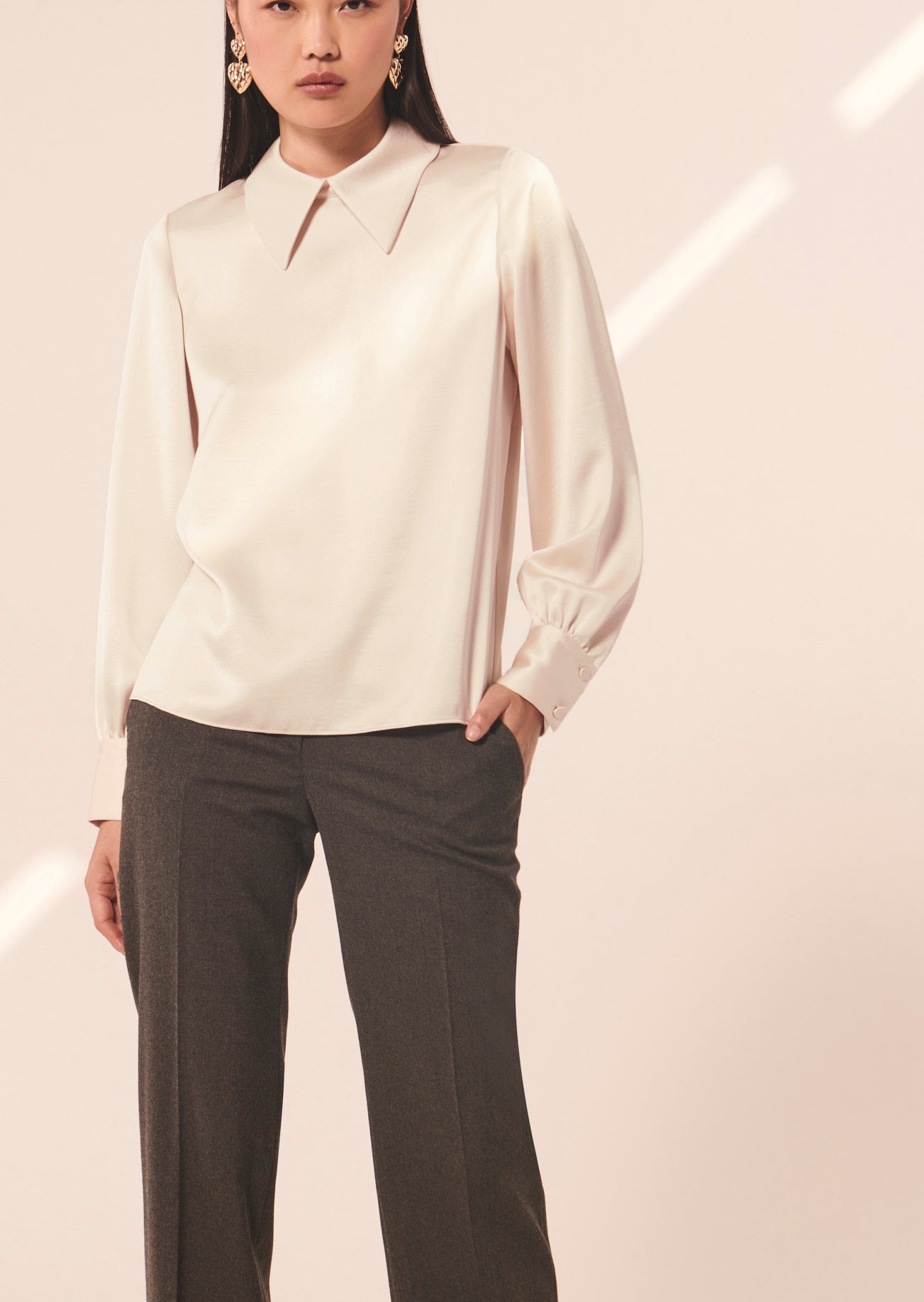 Top Tianna écru en satin fluide Faume - seconde main