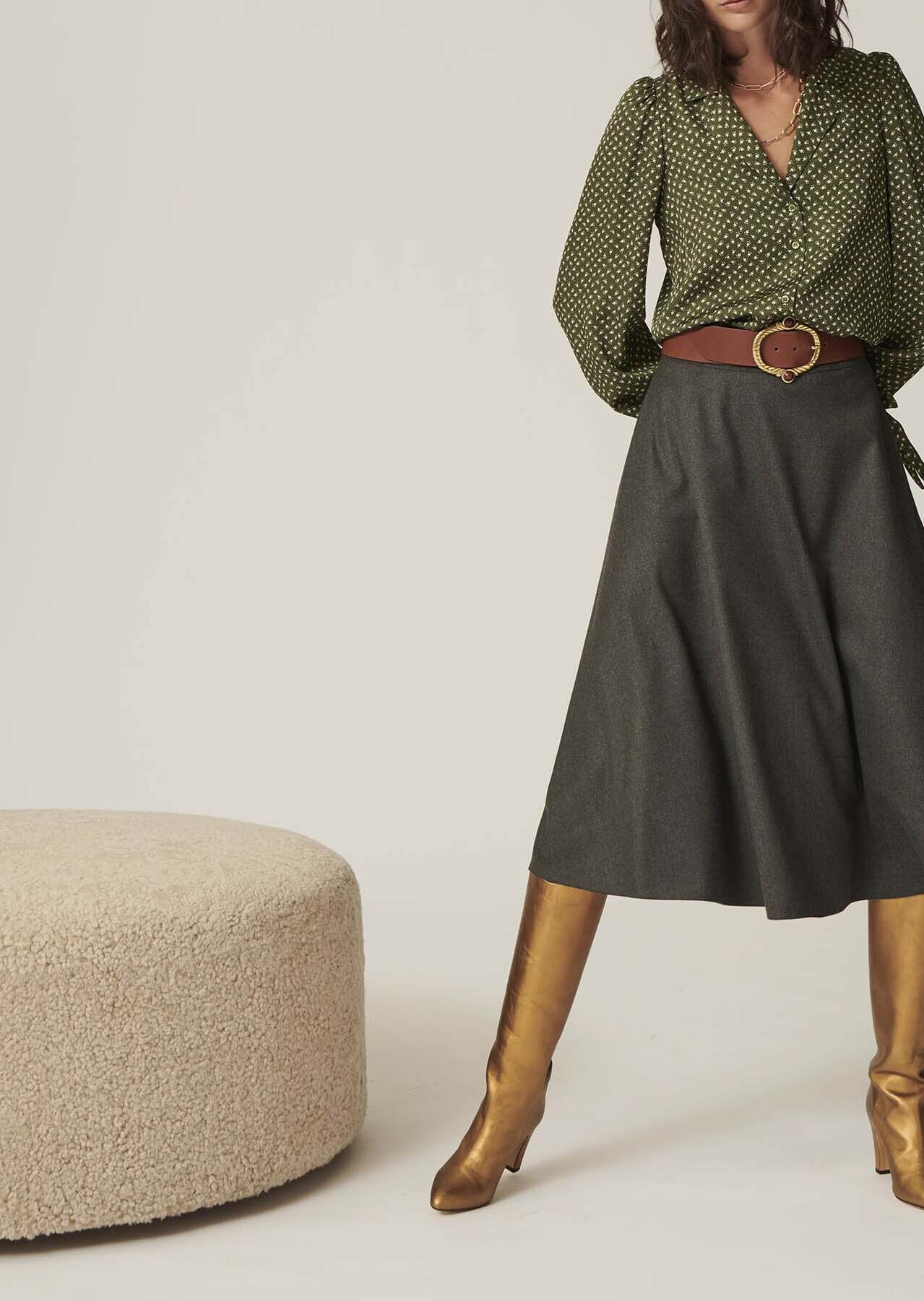 Jupe Jeanette gris foncé en flanelle Faume - seconde main