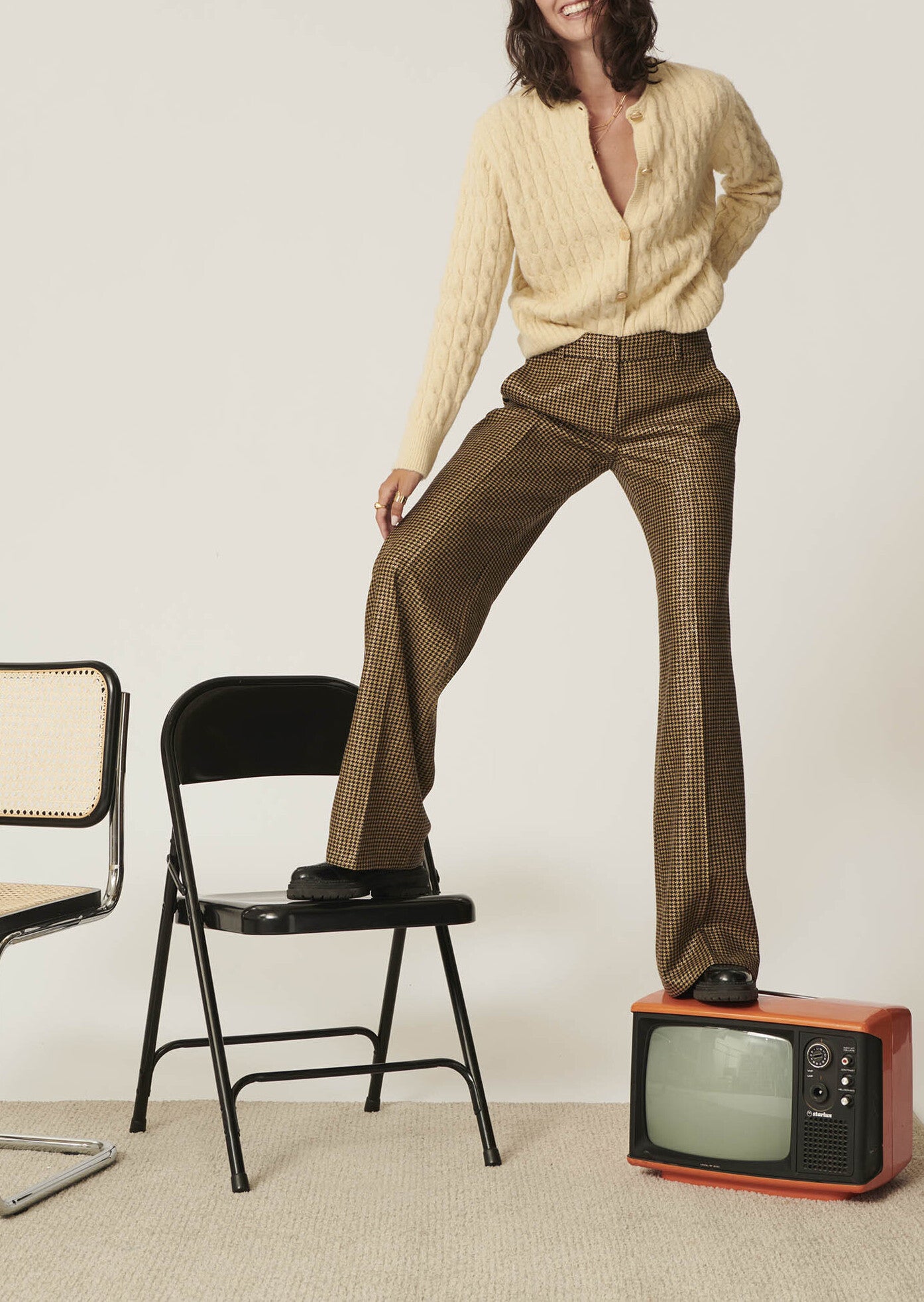 Gilet Gaia écru en maille doudou Faume - seconde main