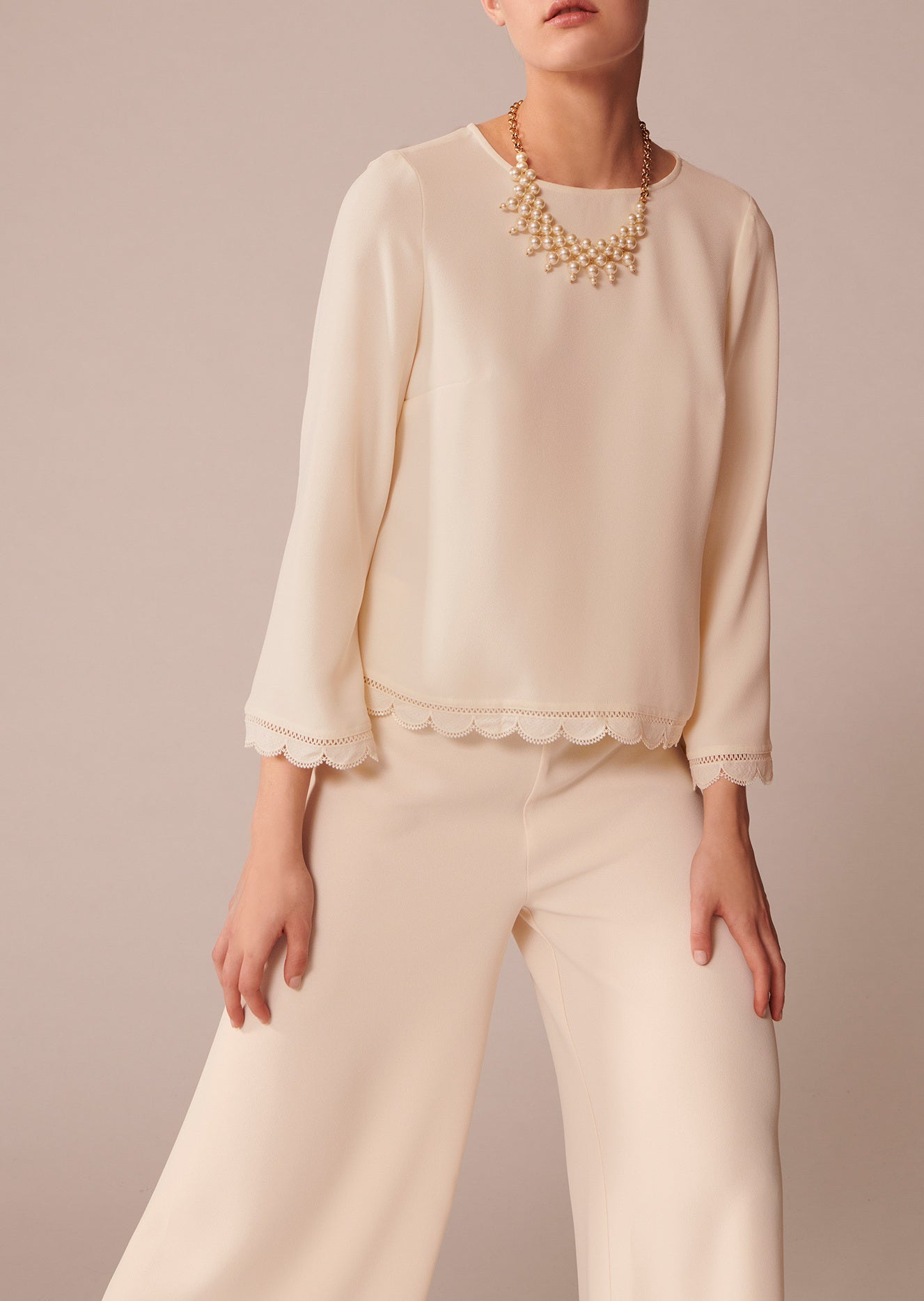 Top Teddy écrue en crêpe Faume - seconde main