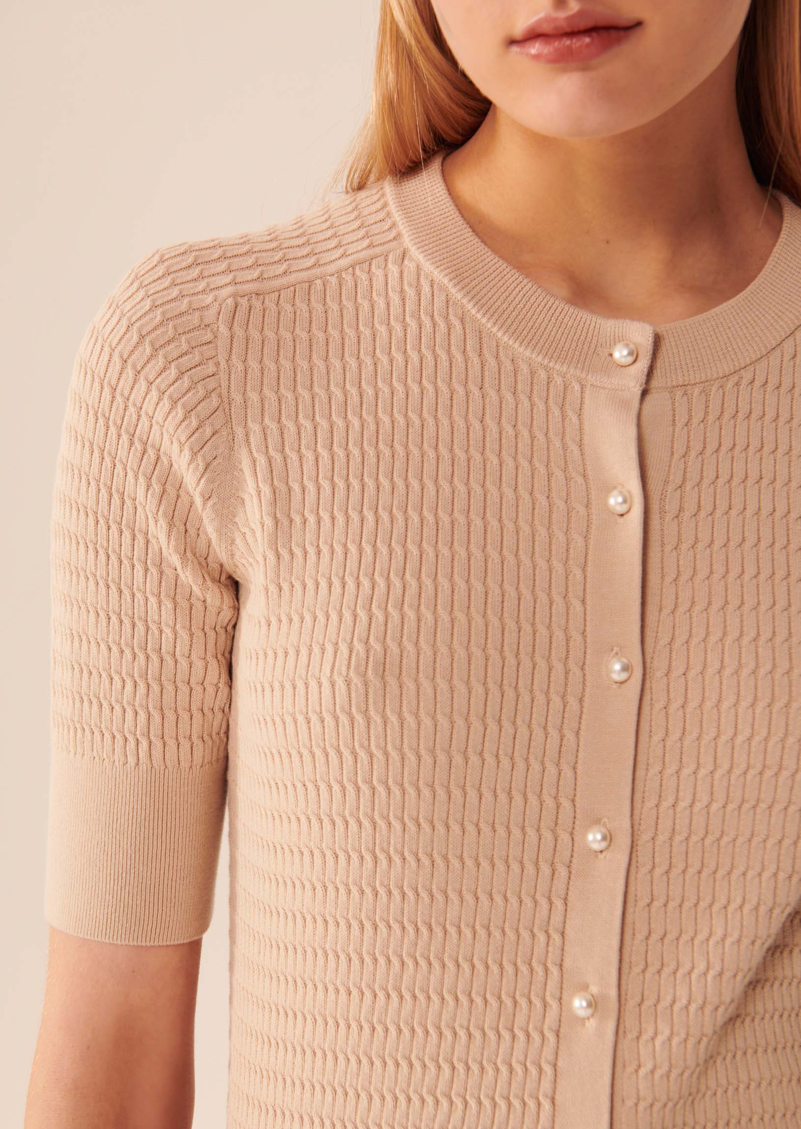 Gilet Gabrielle beige en coton extrafin Faume - seconde main