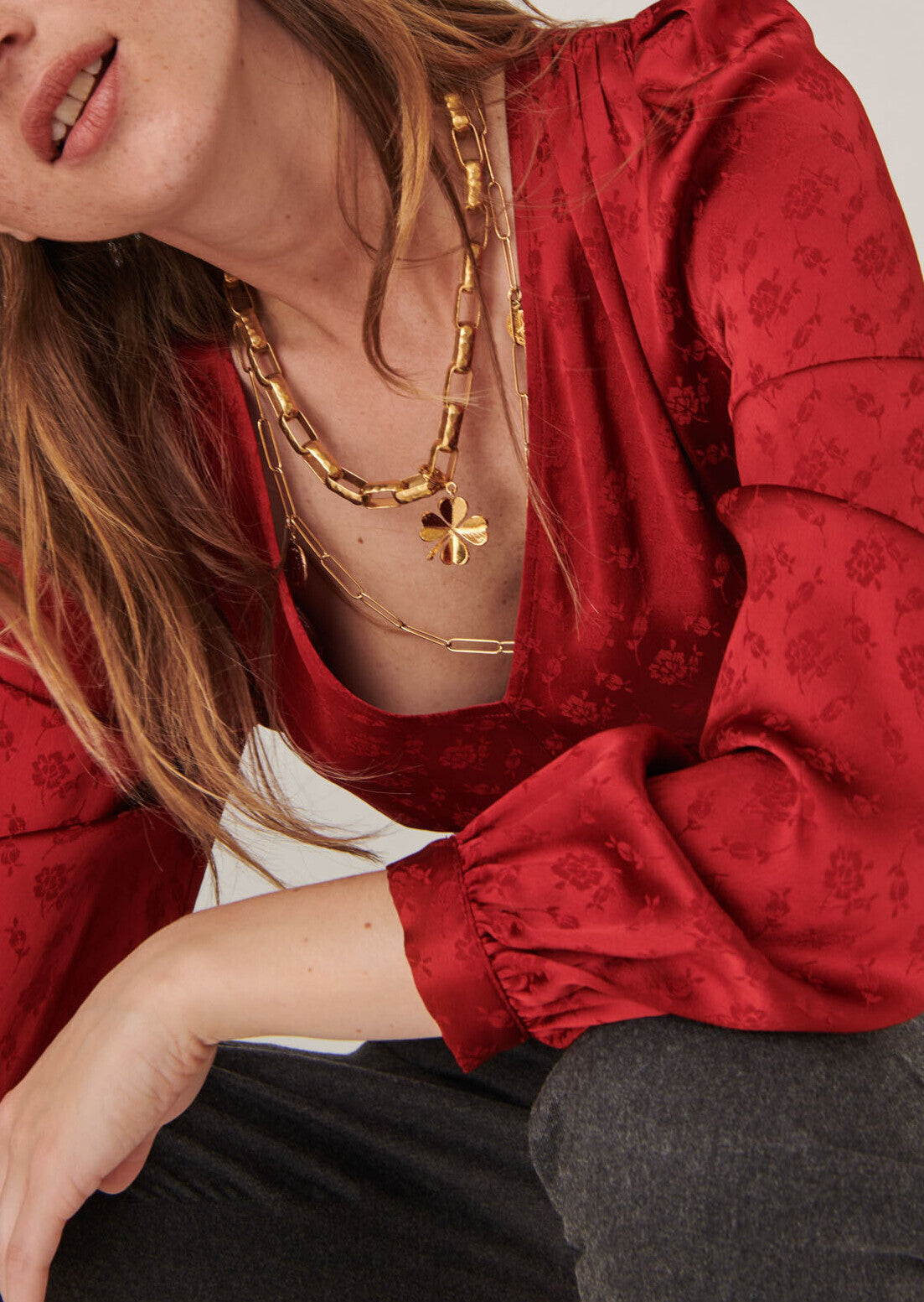 Blouse Trivia flamme en jacquard viscose petites fleurs Faume - seconde main