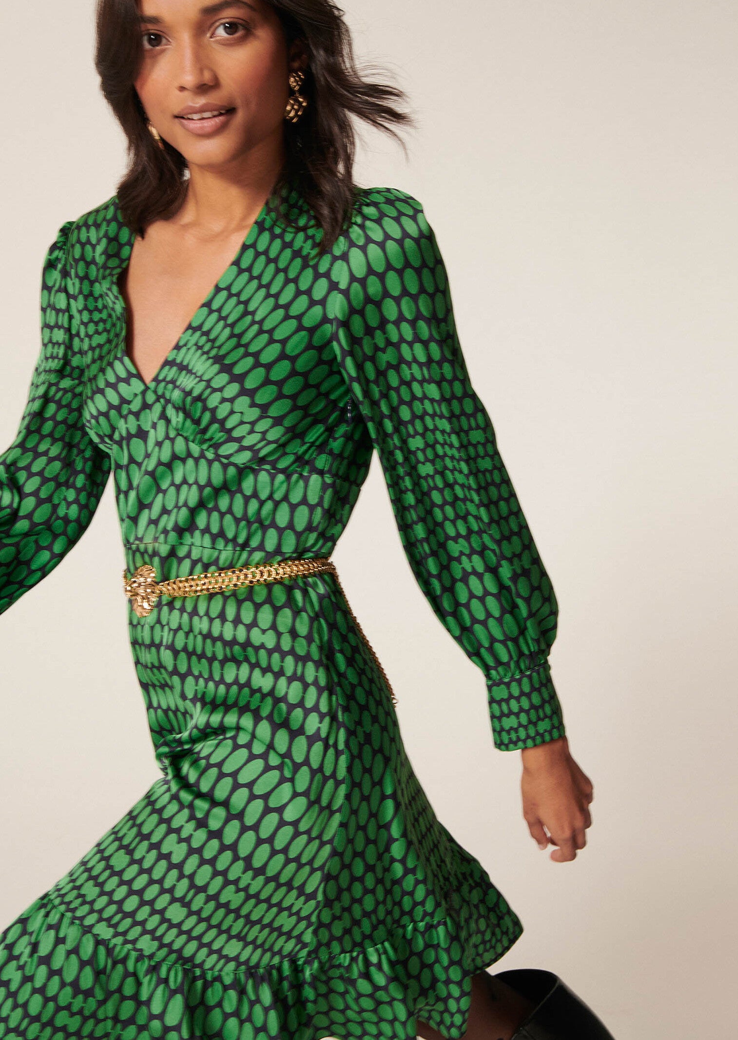 Robe Rain verte imprimé pois Faume - seconde main