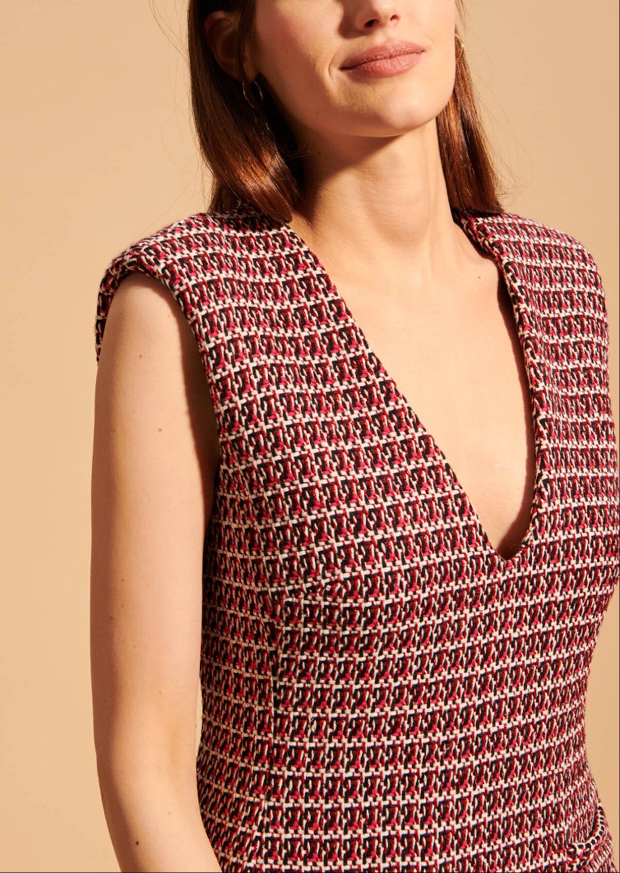 Robe identitaire Robbin sans manches en tweed fuchsia Faume - seconde main